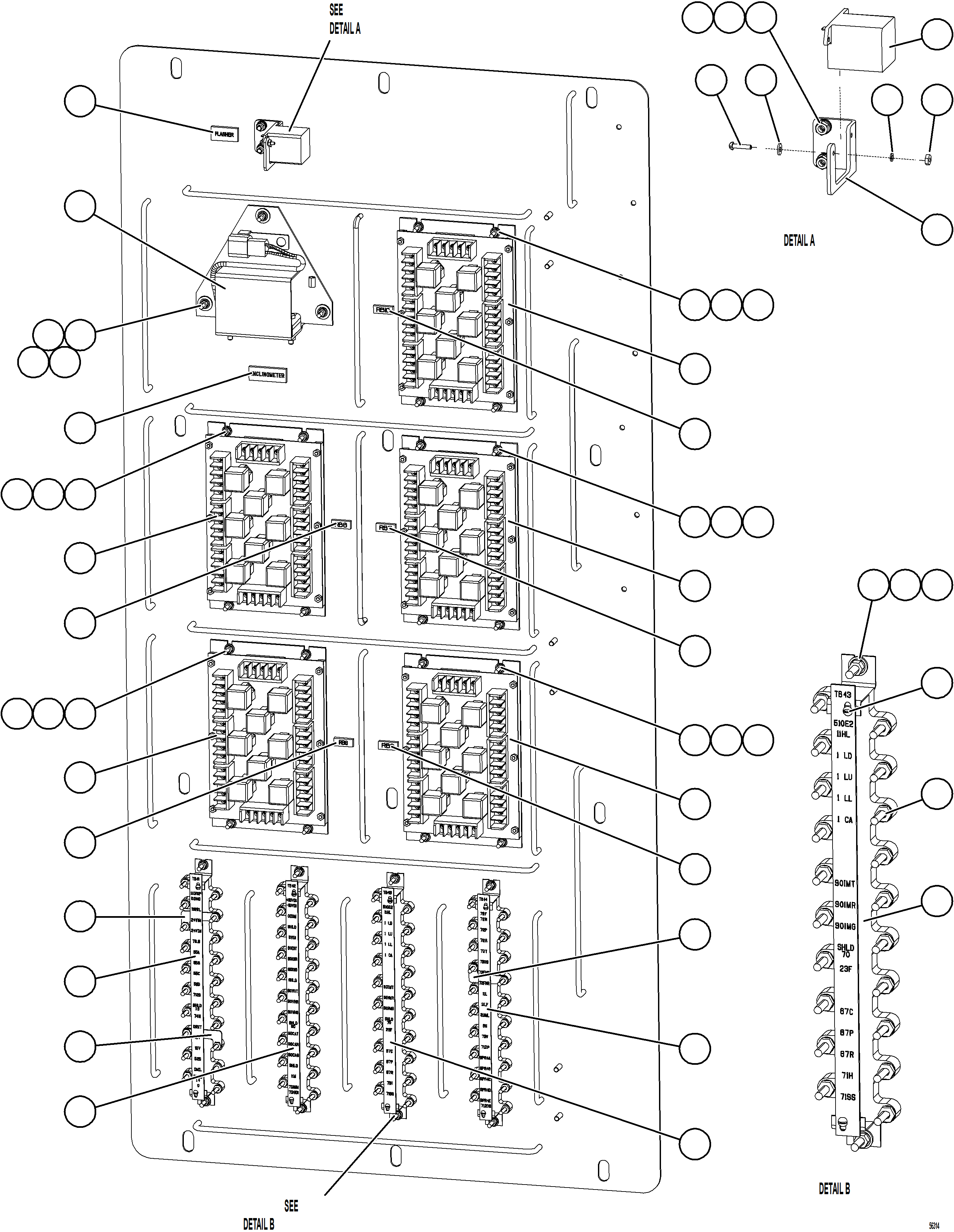 Komatsu parts book diagram for AFE69-A 730E-8 S/N A40002 HAILE GOLD MINE: AUXILIARY CONTROL CABINET - RH WALL