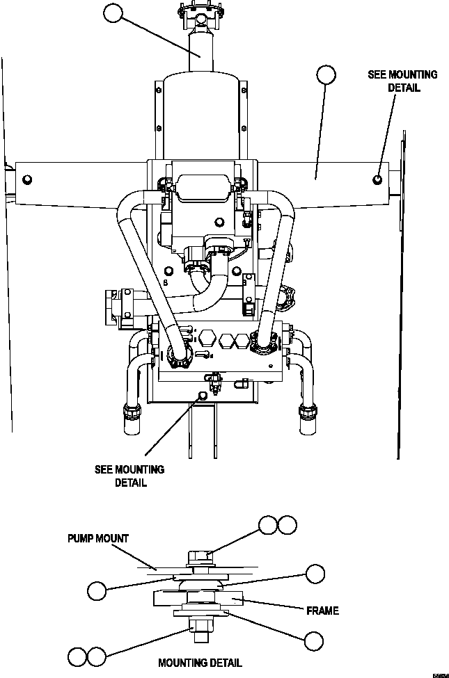 Komatsu parts book diagram for AFE69-A 730E-8 S/N A40002 HAILE GOLD MINE: PUMP MODULE INSTALLATION