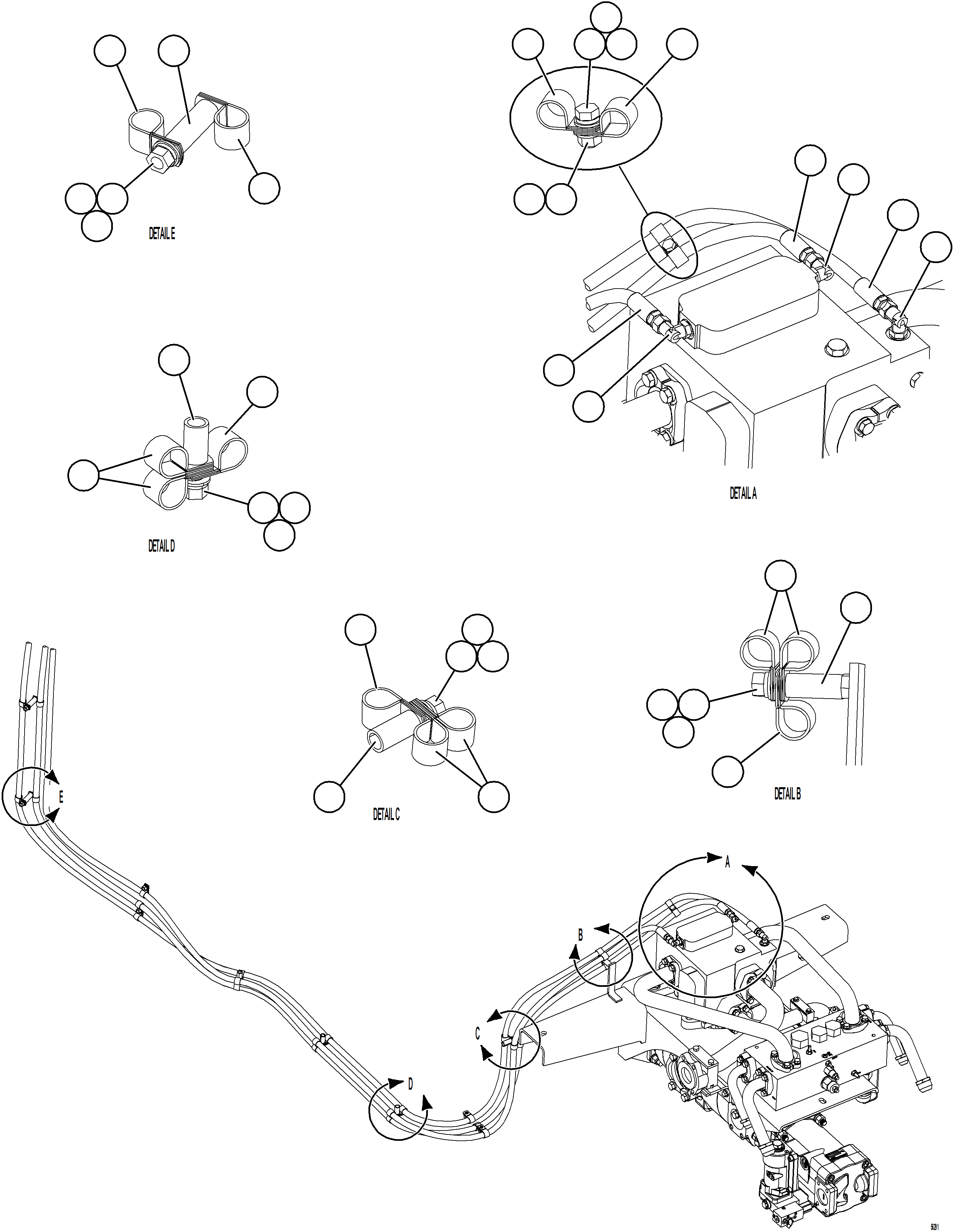 Komatsu parts book diagram for AFE69-A 730E-8 S/N A40002 HAILE GOLD MINE: PUMP MODULE PIPING    3/3