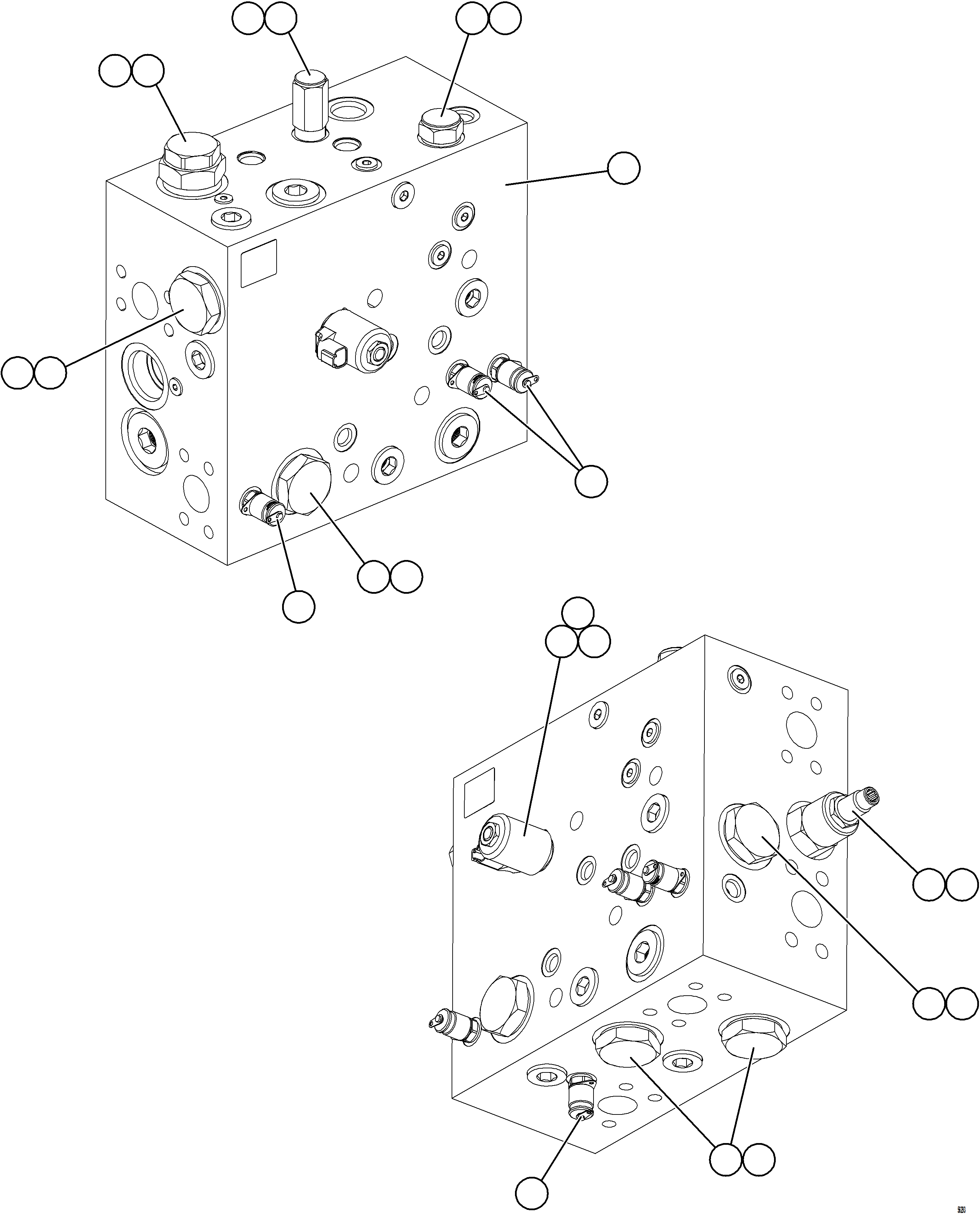 Komatsu parts book diagram for AFE69-A 730E-8 S/N A40002 HAILE GOLD MINE: BLEEDDOWN MANIFOLD        PC3014