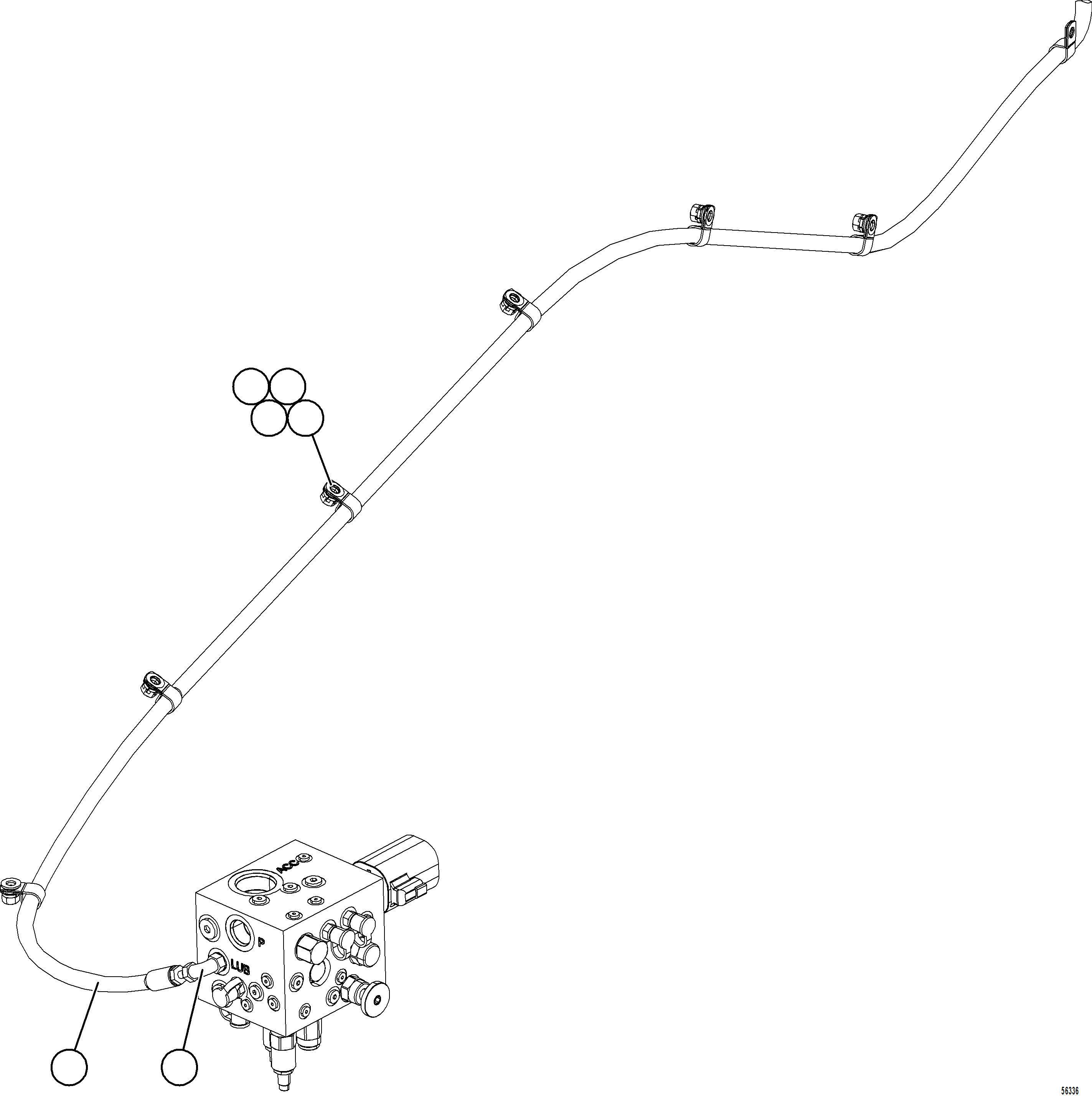 Komatsu parts book diagram for AFE69-A 730E-8 S/N A40002 HAILE GOLD MINE: AUTOMATIC LUBRICATION - ACCESSORY DRIVE MANIFOLD