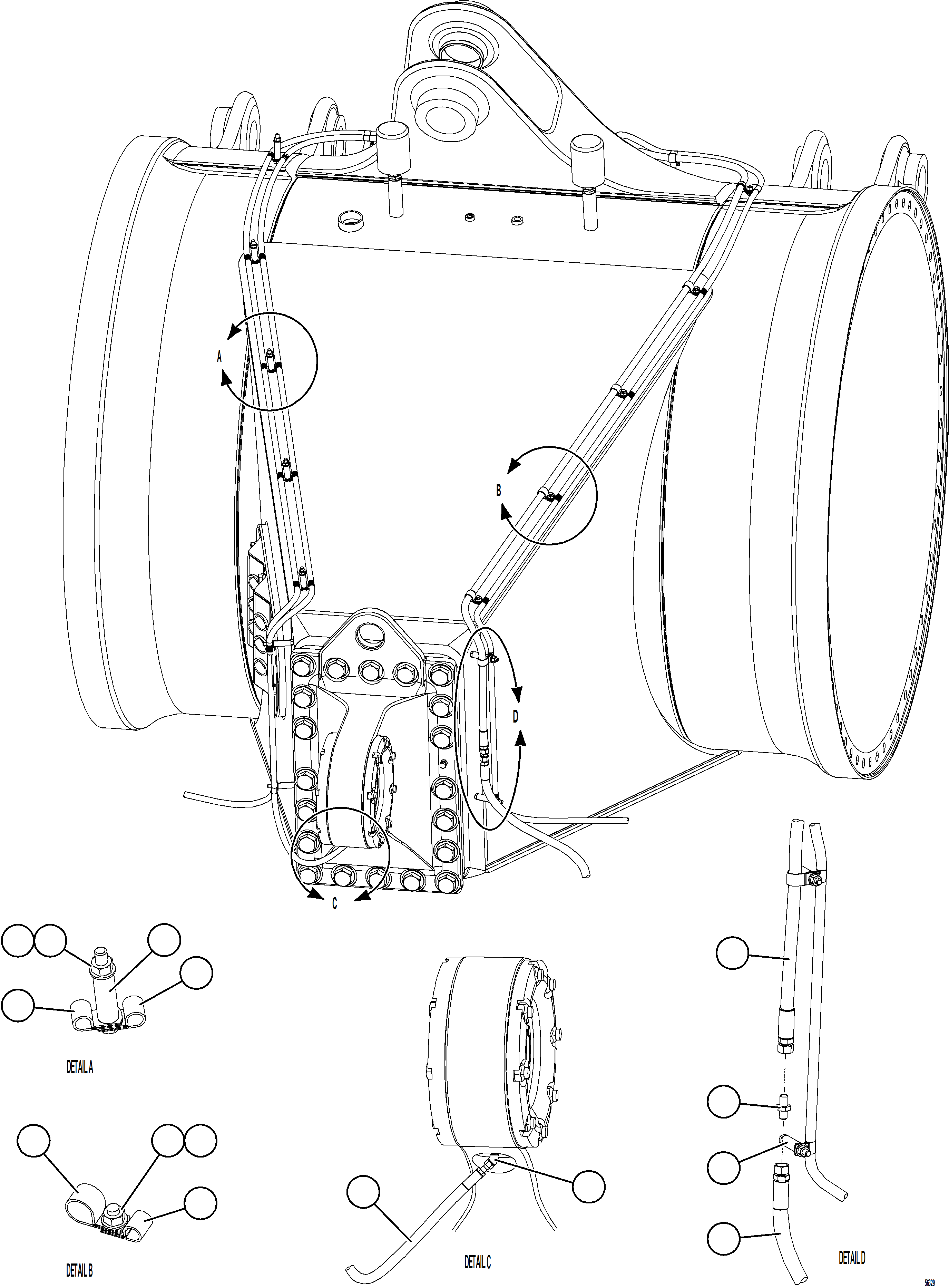 Komatsu parts book diagram for AFE69-A 730E-8 S/N A40002 HAILE GOLD MINE: AUTOMATIC LUBRICATION - REAR AXLE & PIVOT