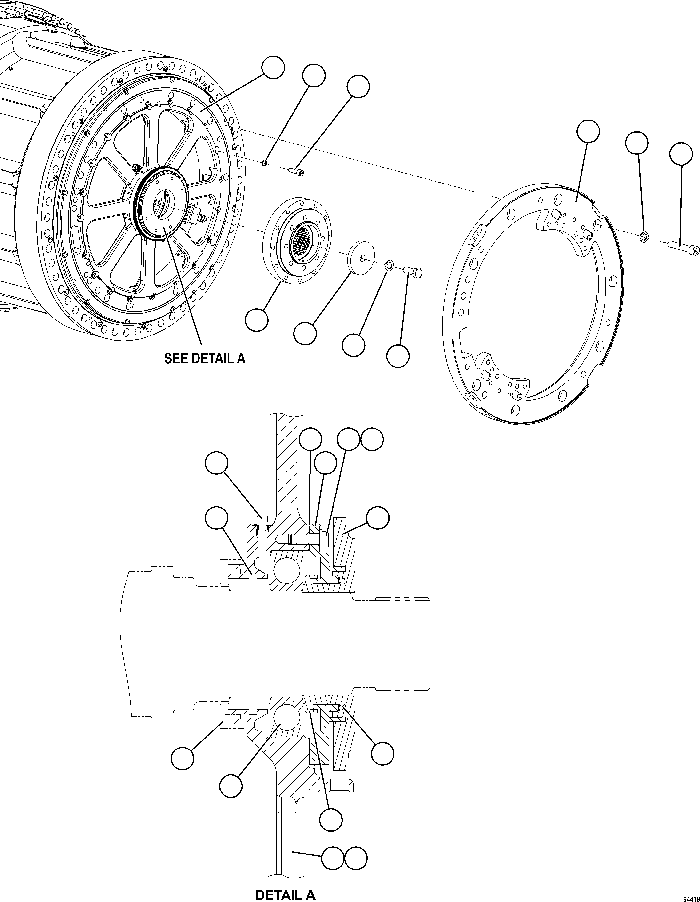 Komatsu parts book diagram for AFE69-A 730E-8 S/N A40002 HAILE GOLD MINE: WHEEL MOTOR    PC3017    3/8