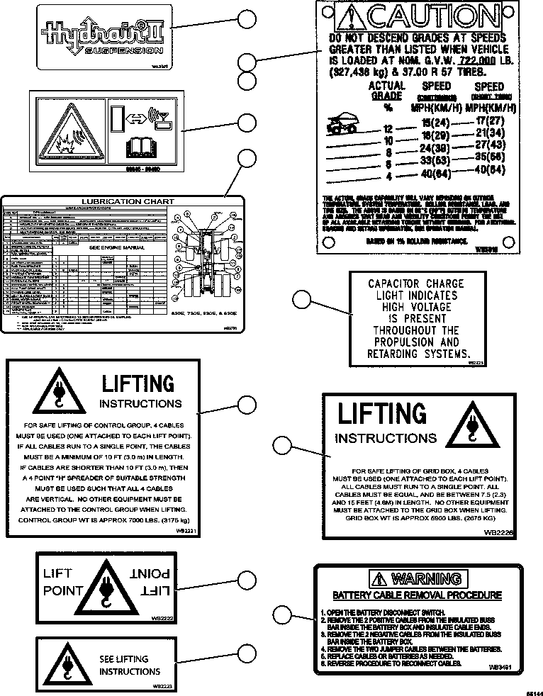 Dump Trucks Komatsu / AFE69-B 730E-8 S/N A40004 - A40008  KOLOMELA(AFE69-B) / DECALS & WARNINGS   3/4(006 : 56144)