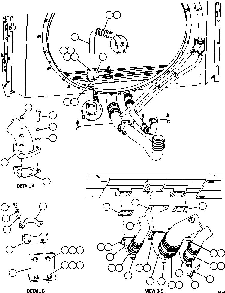 Dump Trucks Komatsu / AFE69-B 730E-8 S/N A40004 - A40008  KOLOMELA(AFE69-B) / RADIATOR PIPING    3/3(078 : 56340)