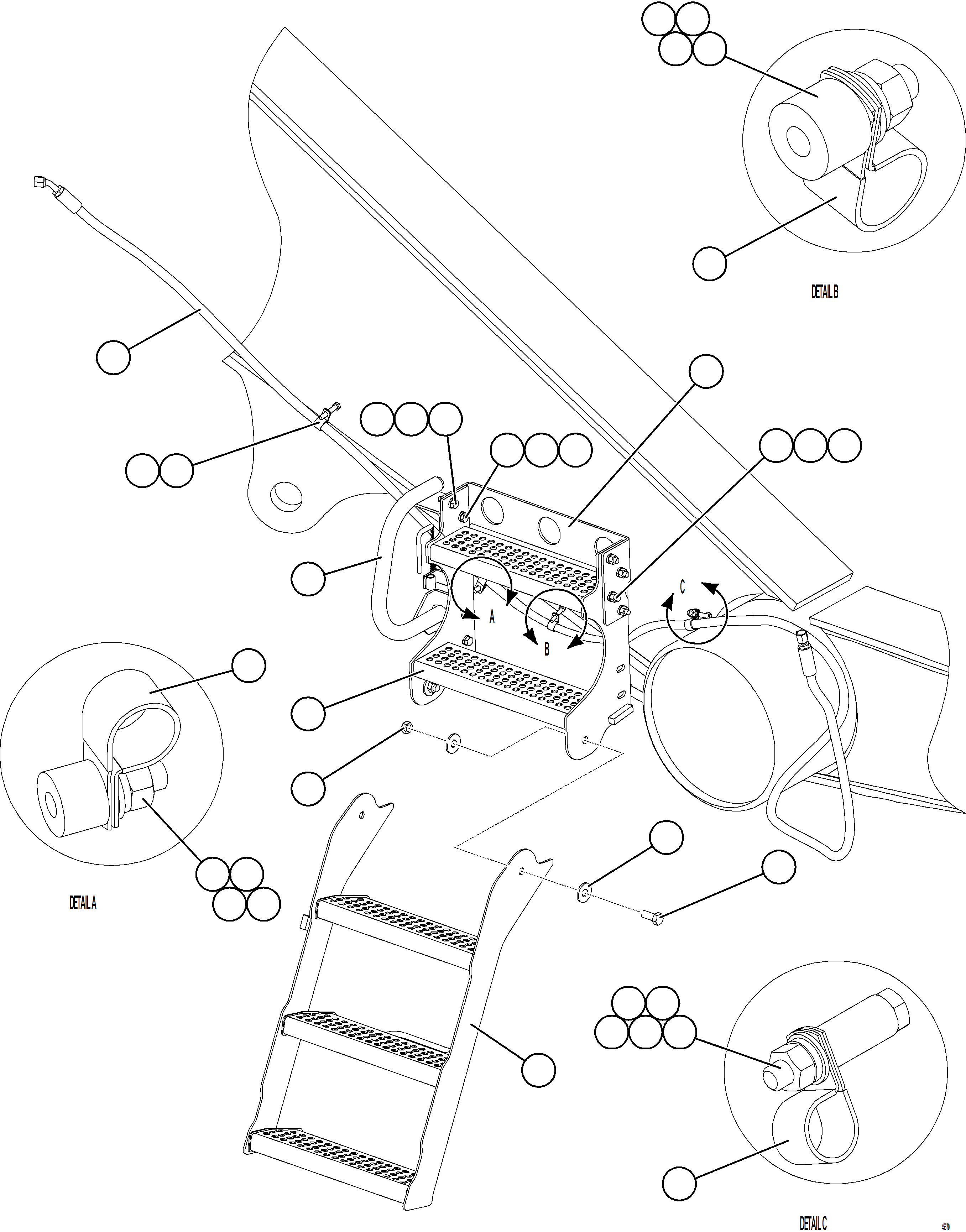 Komatsu parts book diagram for AFE69-F 730E-8 S/N A40018 - A40034 NATALKA: RH ENGINE ACCESS LADDER
