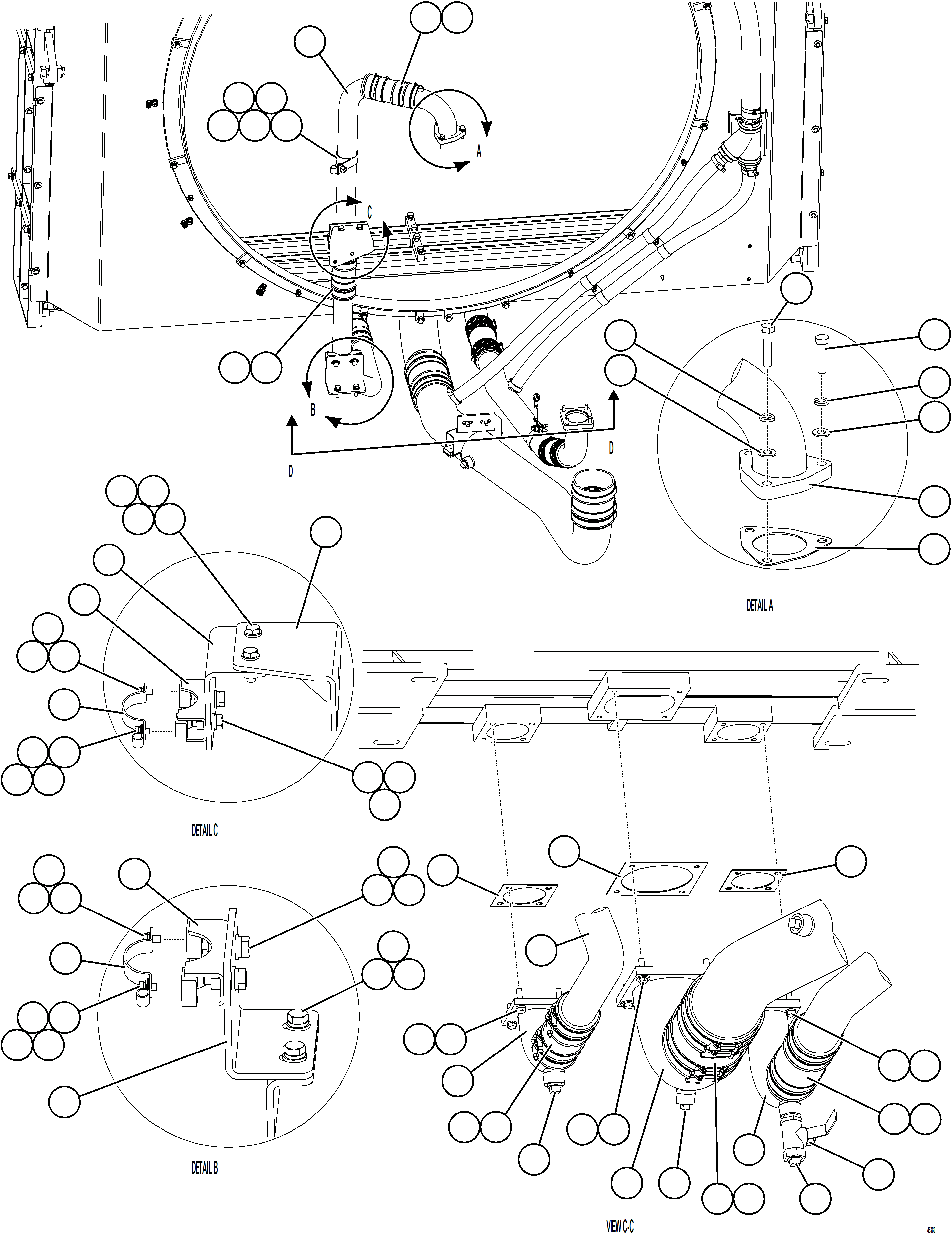 Komatsu parts book diagram for AFE69-F 730E-8 S/N A40018 - A40034 NATALKA: RADIATOR PIPING    3/3