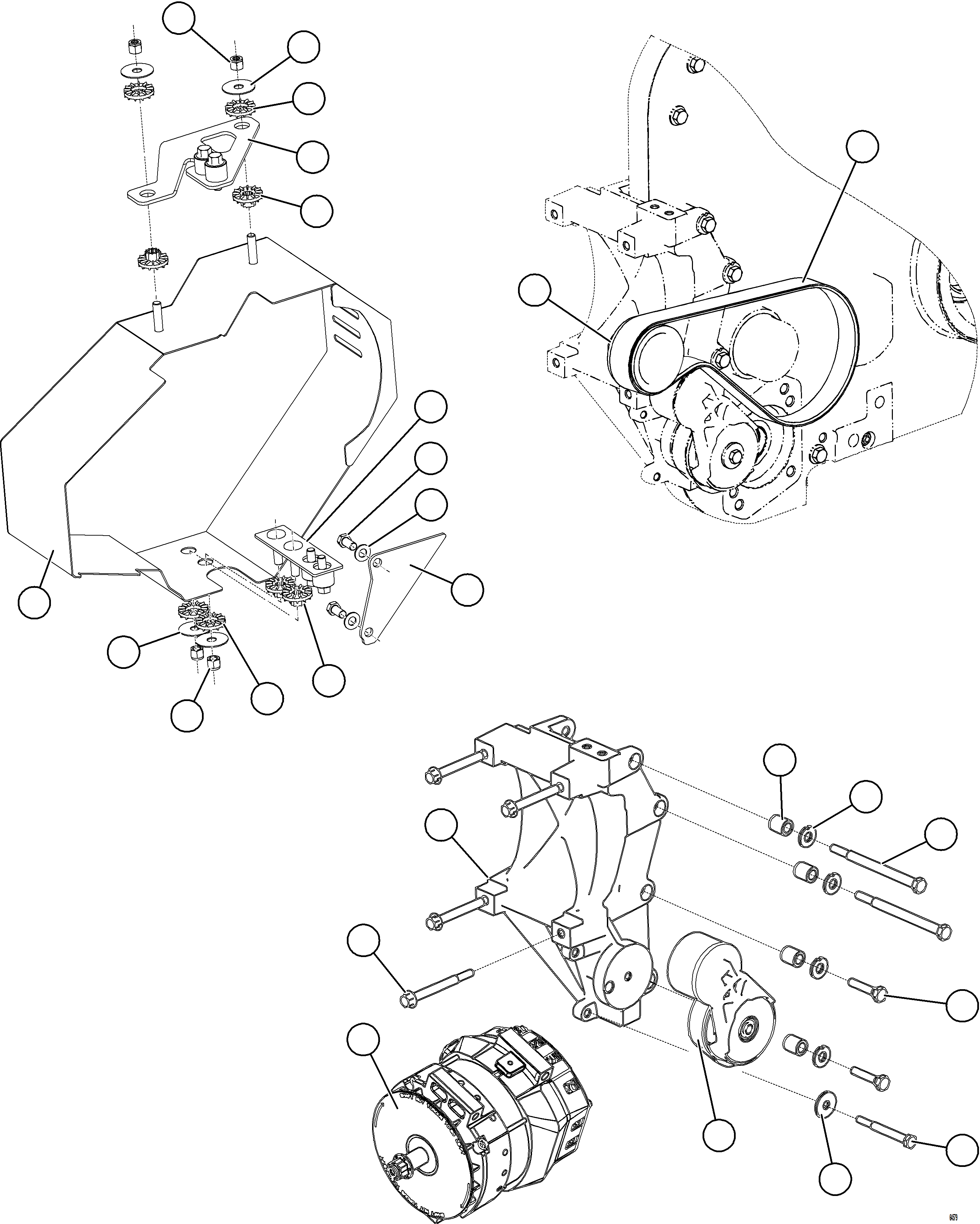 Komatsu parts book diagram for AFE69-F 730E-8 S/N A40018 - A40034 NATALKA: BATTERY CHARGING ALTERNATOR AND GUARD - KIT