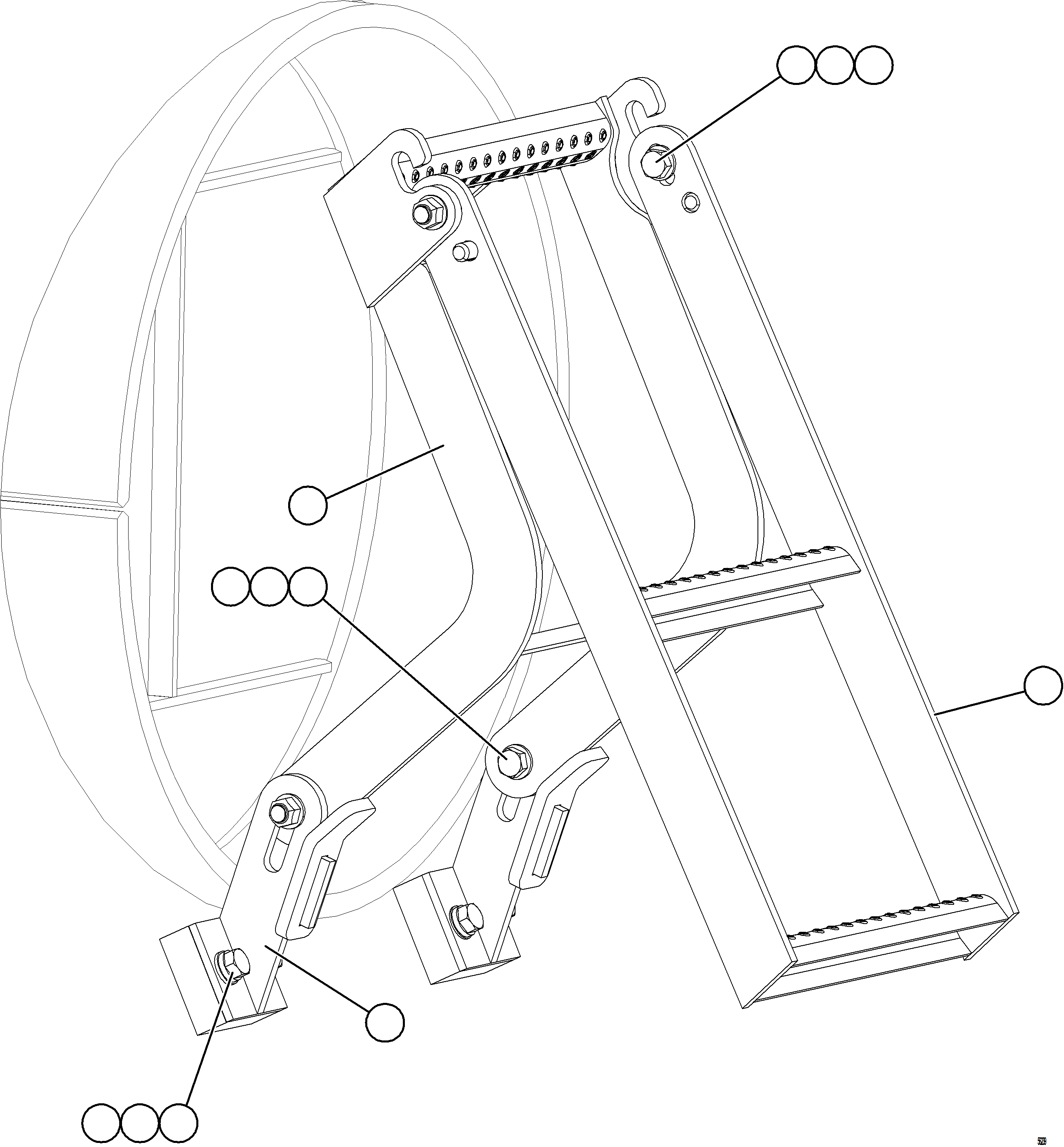 Komatsu parts book diagram for AFE69-F 730E-8 S/N A40018 - A40034 NATALKA: REAR AXLE ACCESS LADDER