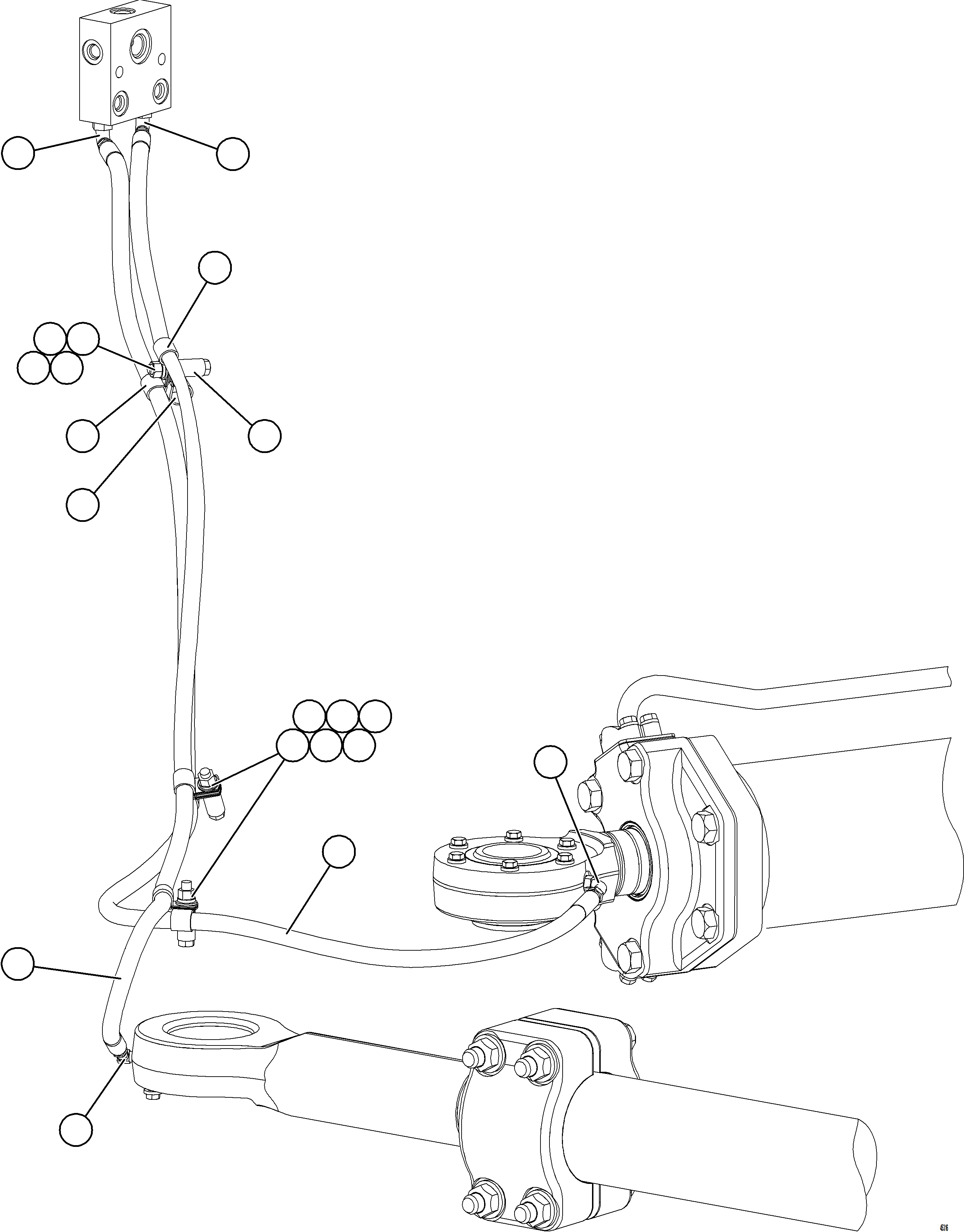 Komatsu parts book diagram for AFE69-F 730E-8 S/N A40018 - A40034 NATALKA: TIE ROD/STEERING CYLINDER LUBRICATION LINES