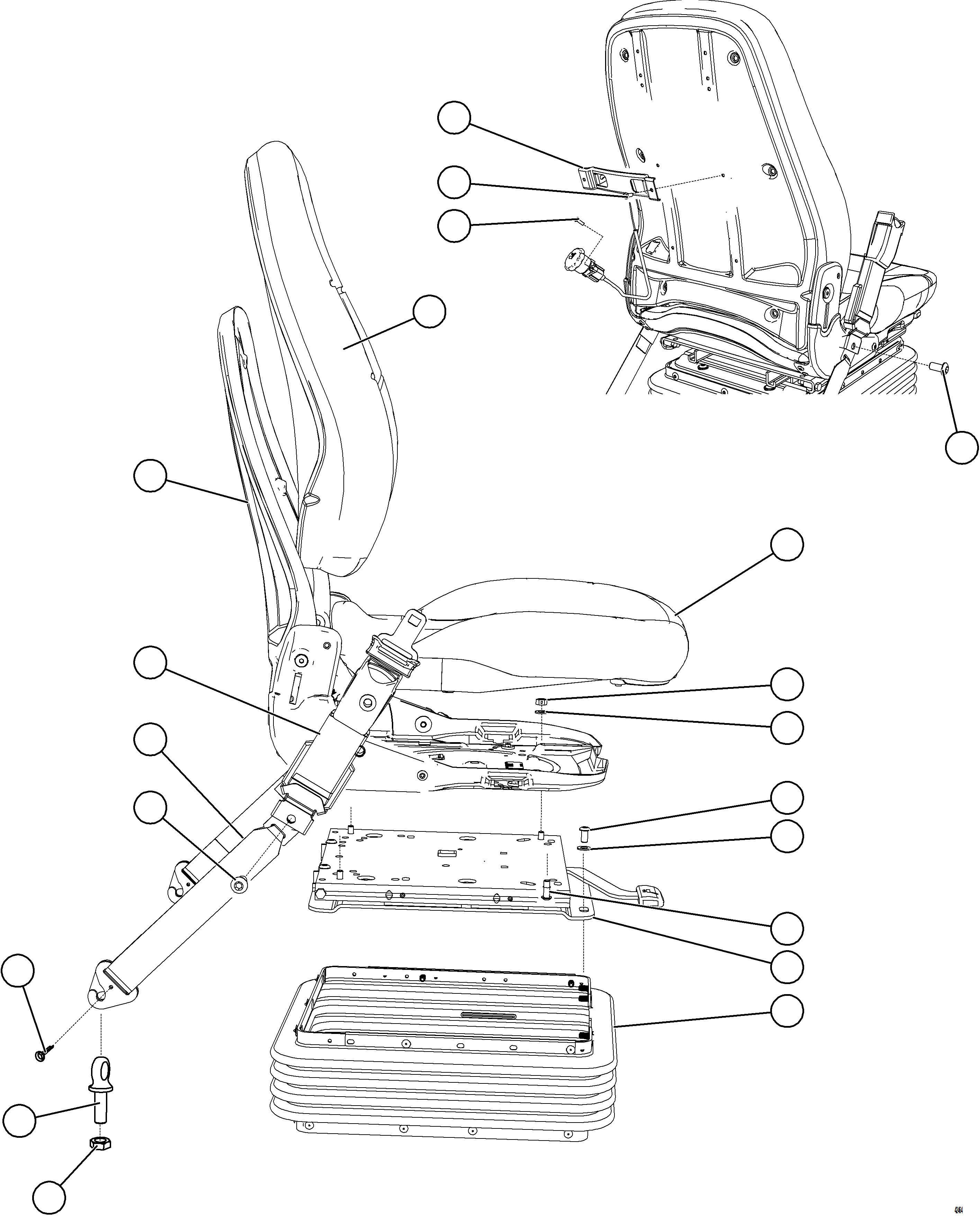 Komatsu parts book diagram for AFE69-F 730E-8 S/N A40018 - A40034 NATALKA: PASSENGER SEAT ASSEMBLY 1/2     58F-54-01600