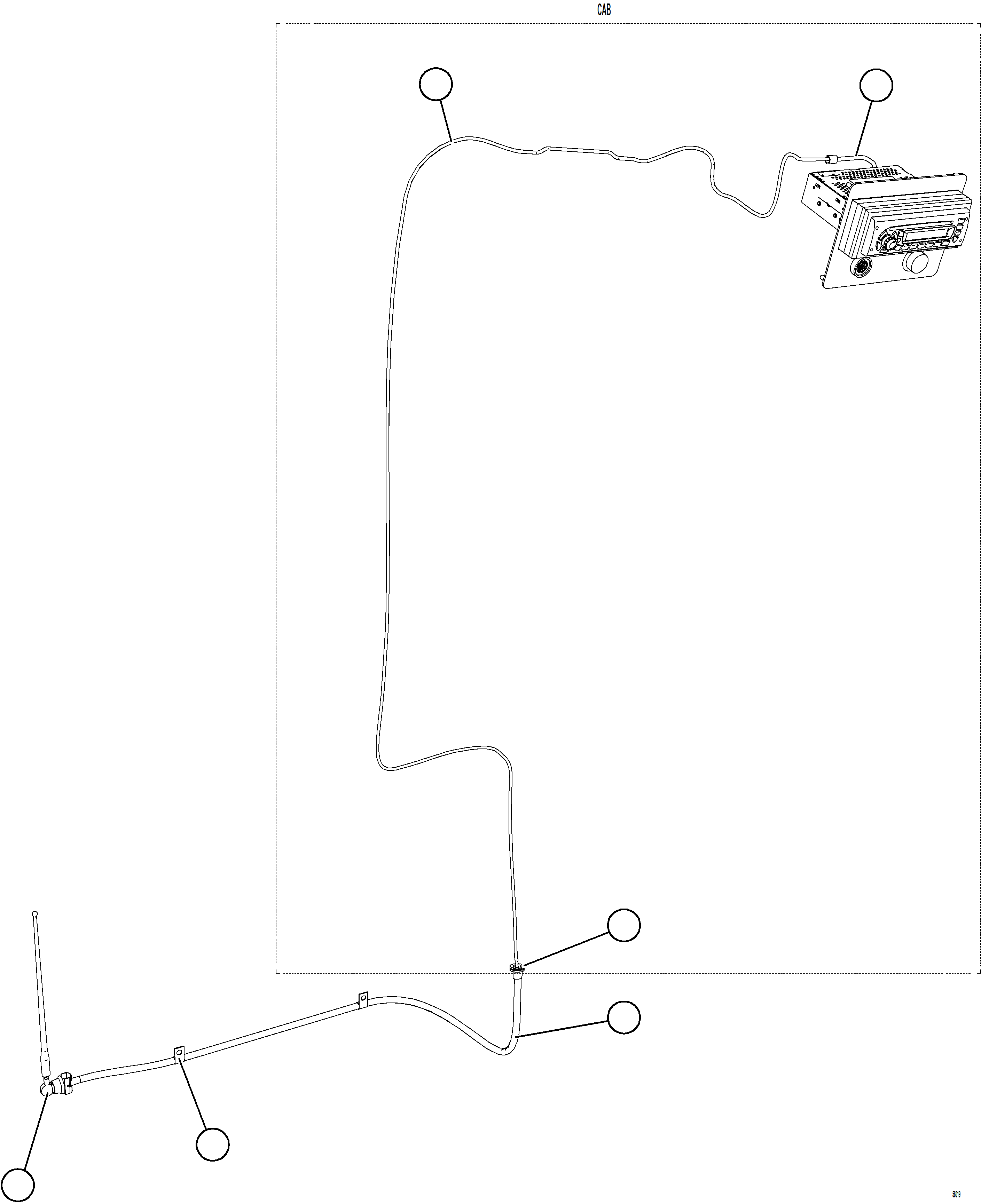 Komatsu parts book diagram for AFE69-F 730E-8 S/N A40018 - A40034 NATALKA: RADIO ANTENNA INSTALLATION
