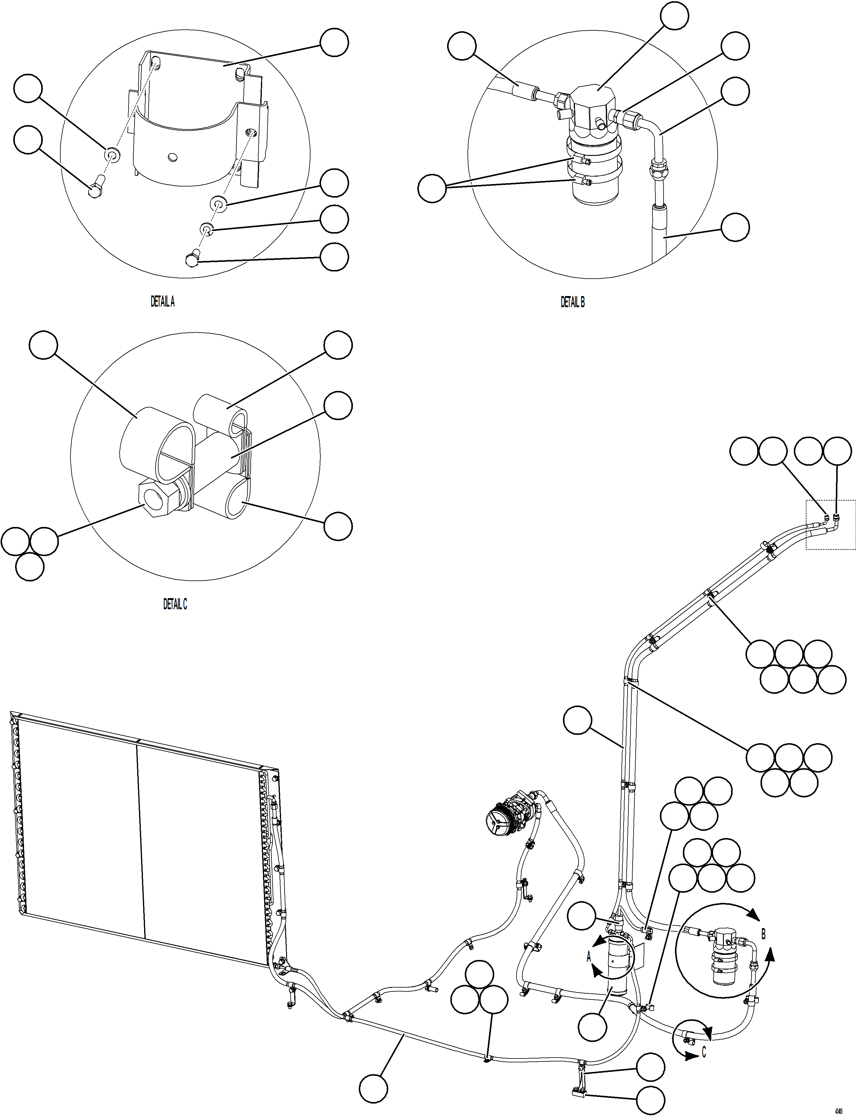 Komatsu parts book diagram for AFE69-F 730E-8 S/N A40018 - A40034 NATALKA: A/C SYSTEM PIPING & INSTALLATION    2/3