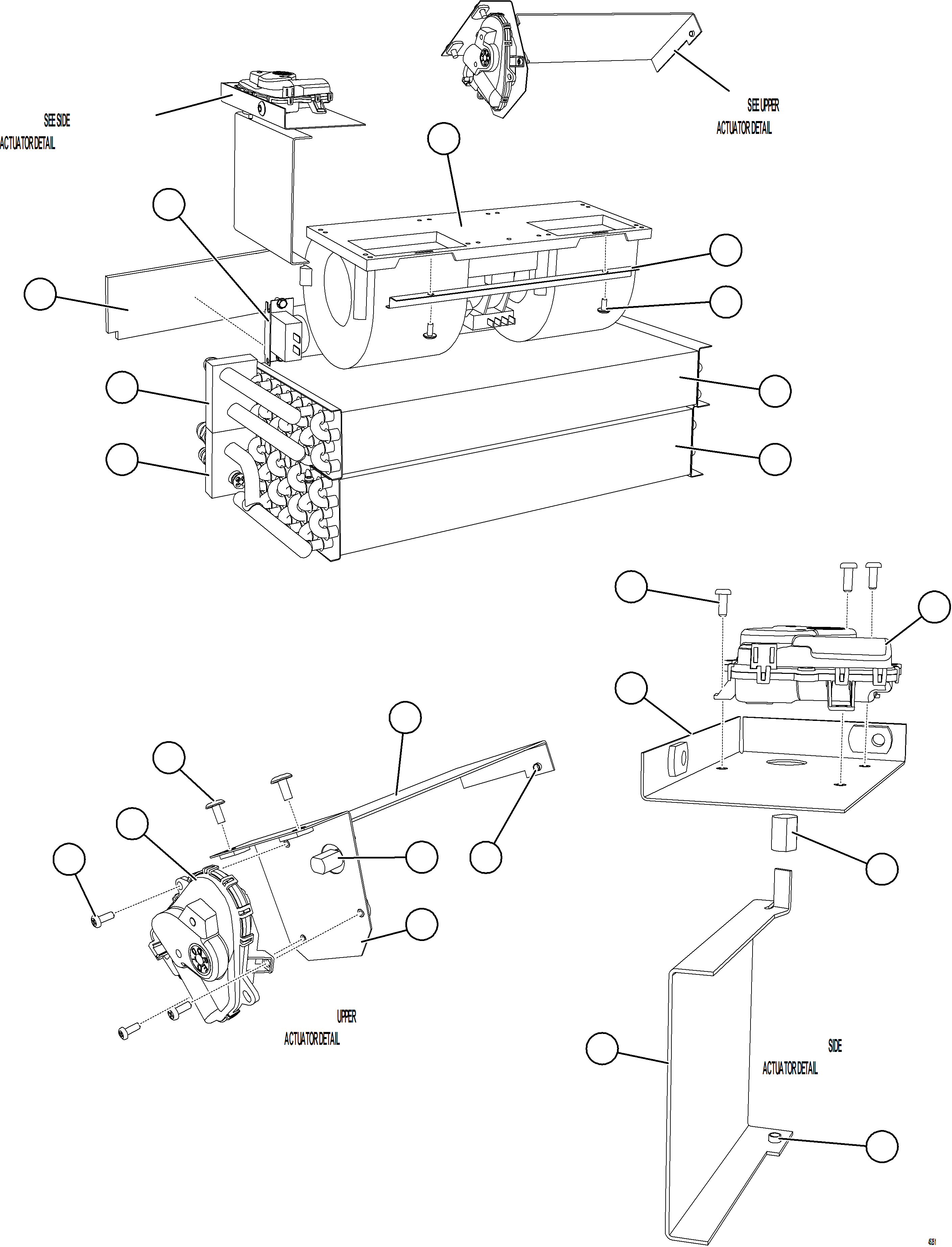 Komatsu parts book diagram for AFE69-F 730E-8 S/N A40018 - A40034 NATALKA: HEATER/AIR CONDITIONER ASSM    2/2   58F-07-00030