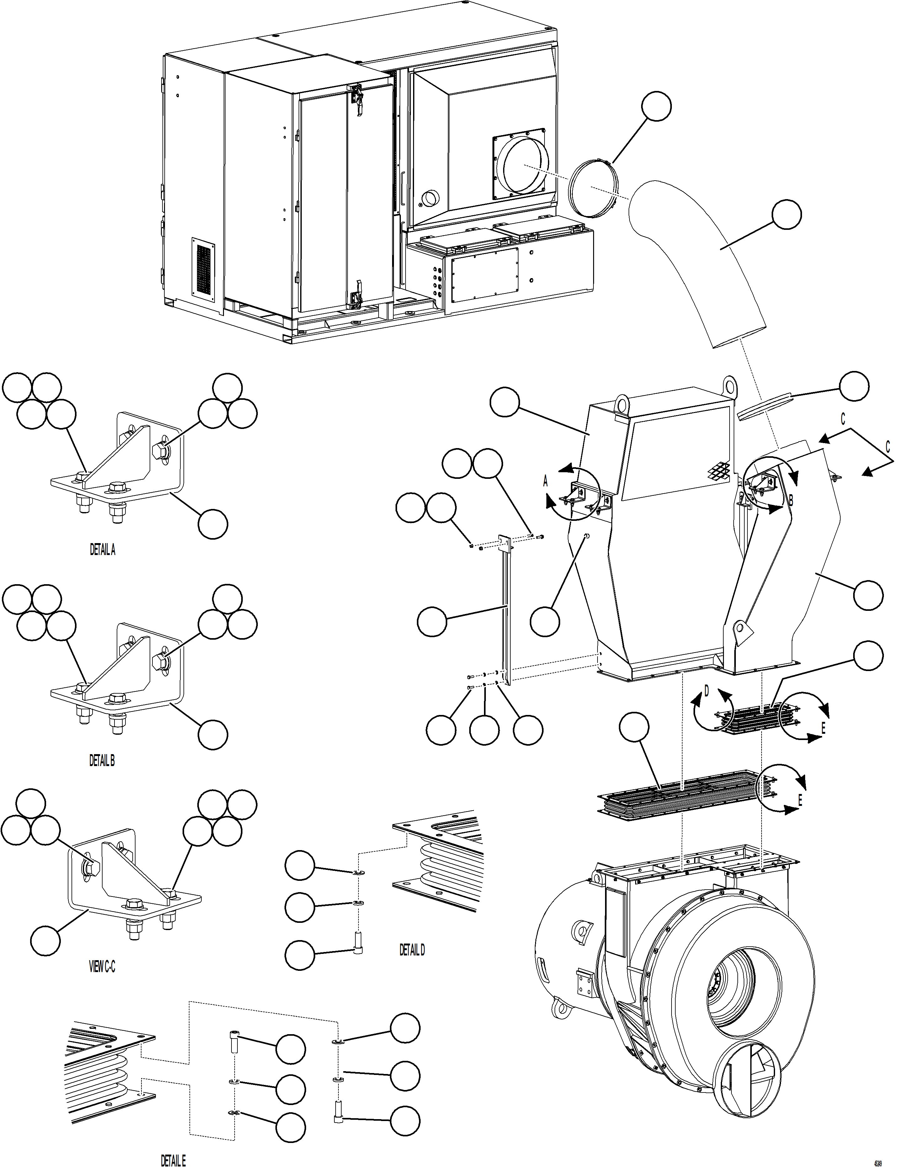 Komatsu parts book diagram for AFE69-F 730E-8 S/N A40018 - A40034 NATALKA: BLOWER INLET DUCT WORK INSTALLATION