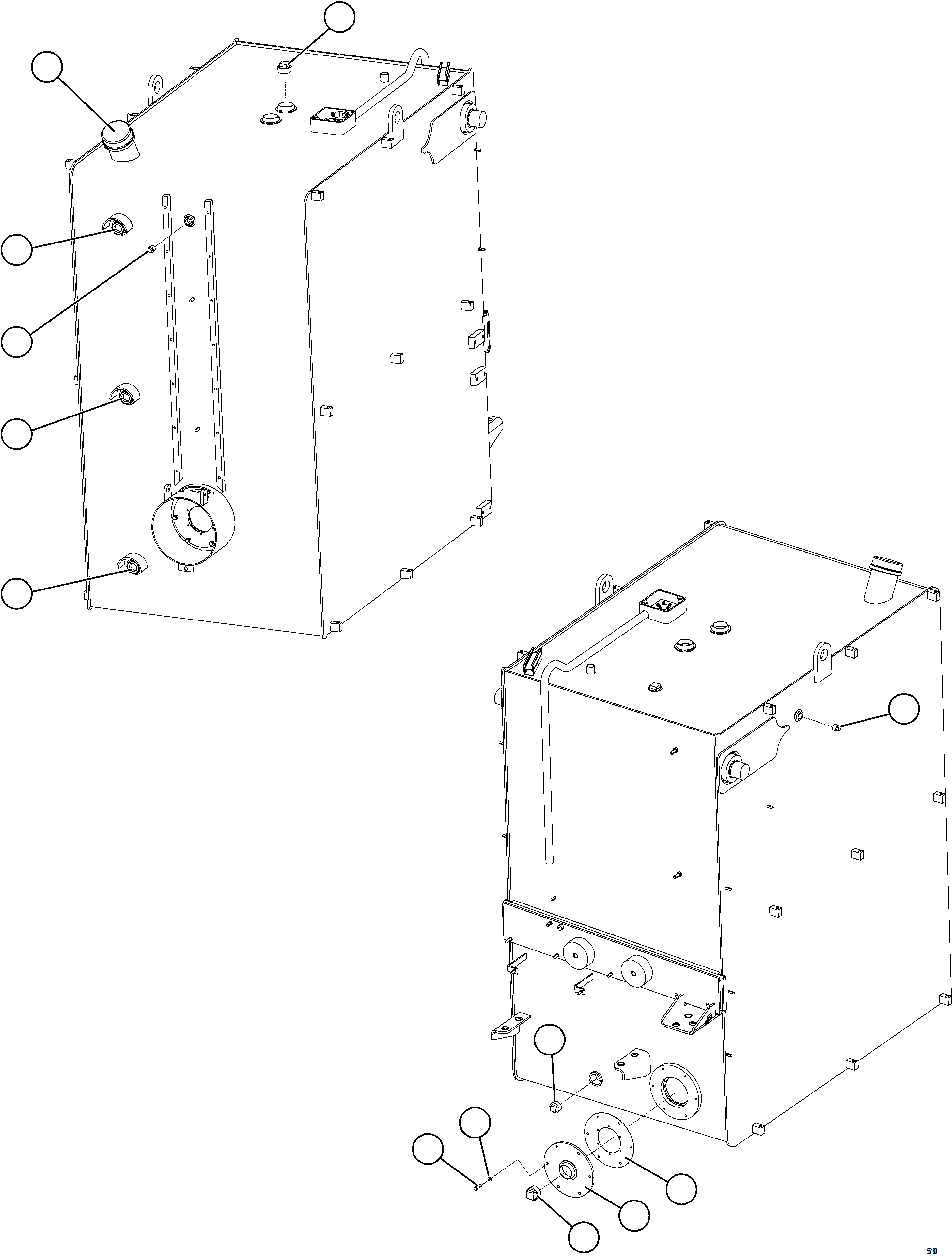 Komatsu parts book diagram for AFE69-F 730E-8 S/N A40018 - A40034 NATALKA: FUEL TANK ASSEMBLY     58D-04-00082