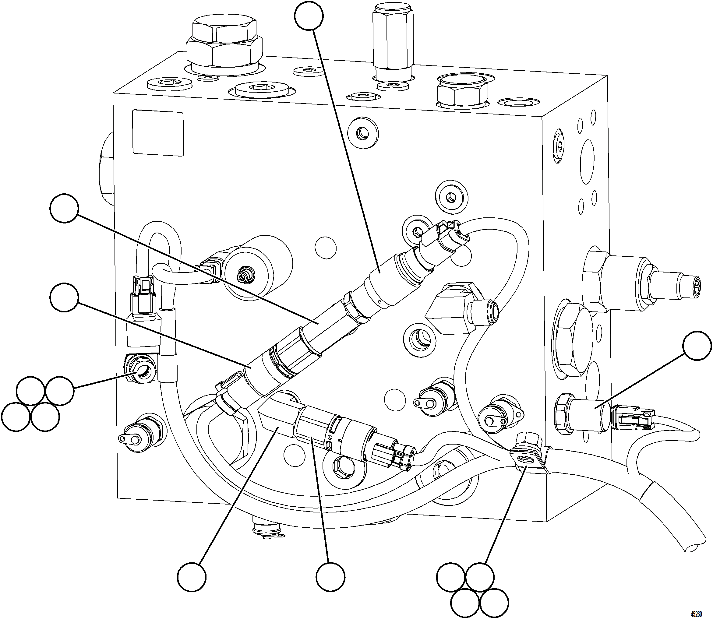Komatsu parts book diagram for AFE69-F 730E-8 S/N A40018 - A40034 NATALKA: BLEEDDOWN MANIFOLD WIRING
