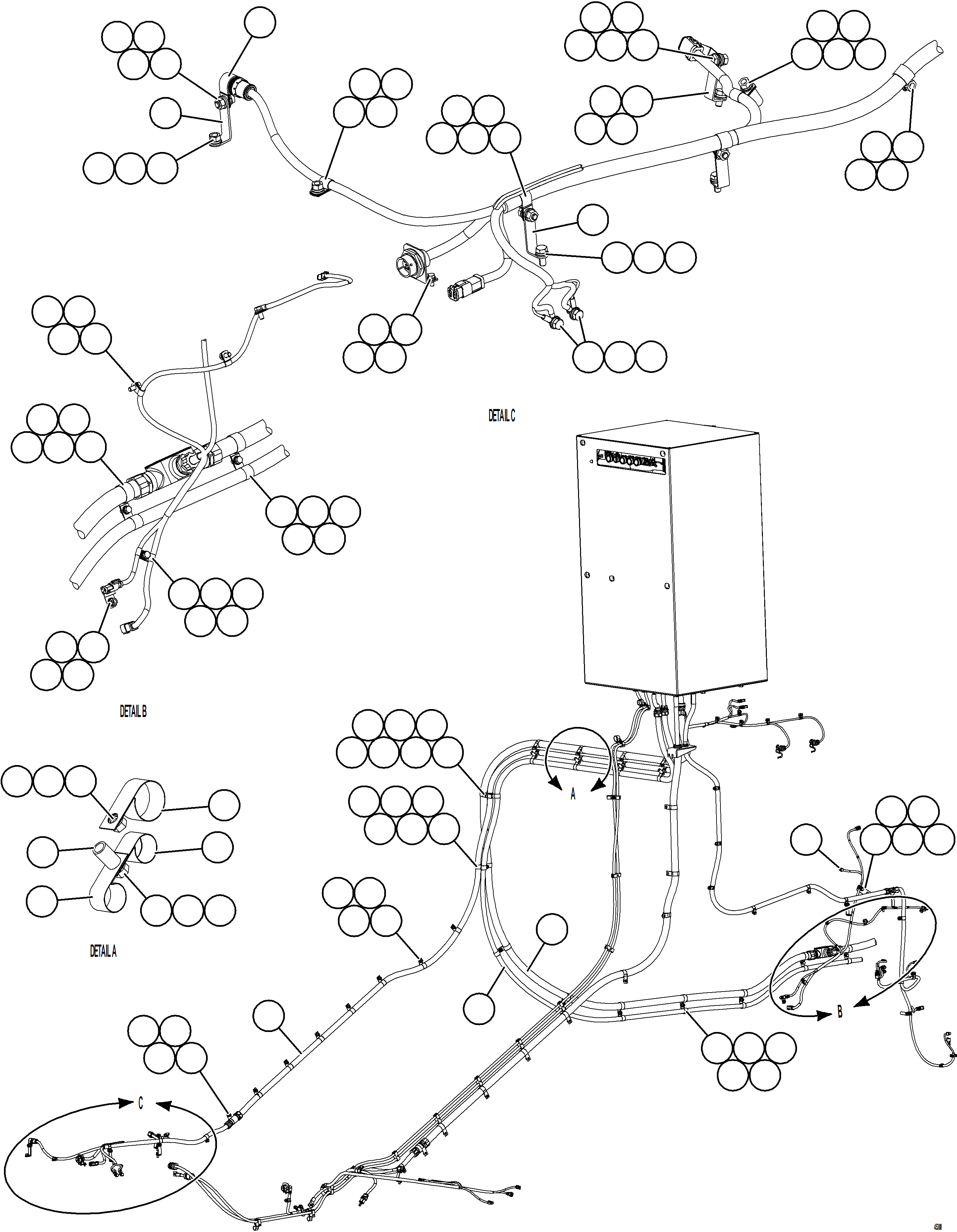 Komatsu parts book diagram for AFE69-F 730E-8 S/N A40018 - A40034 NATALKA: AUXILIARY CONTROL CABINET EXTERNAL WIRING    3/5