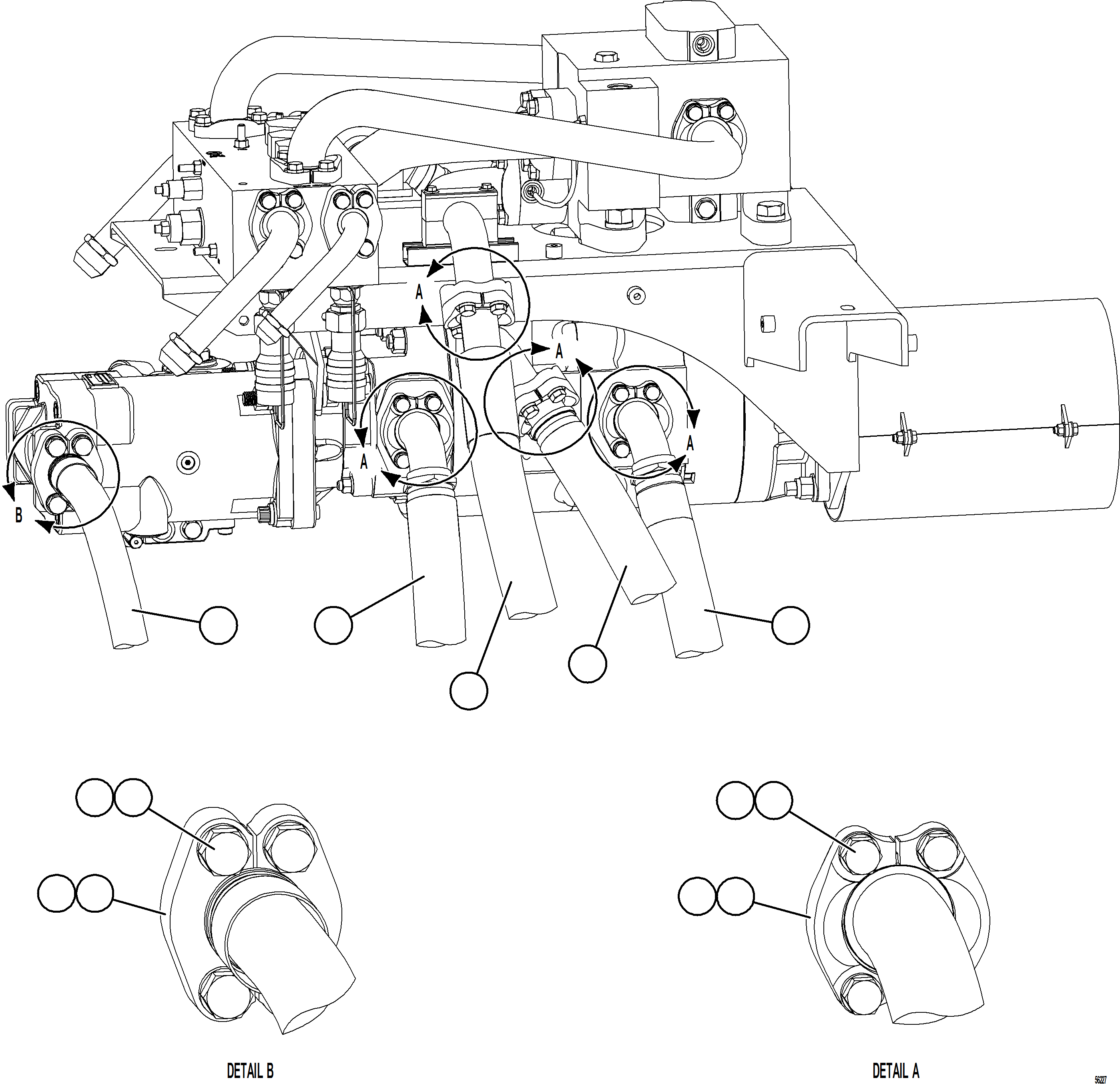 Komatsu parts book diagram for AFE69-F 730E-8 S/N A40018 - A40034 NATALKA: PUMP MODULE PIPING    2/3