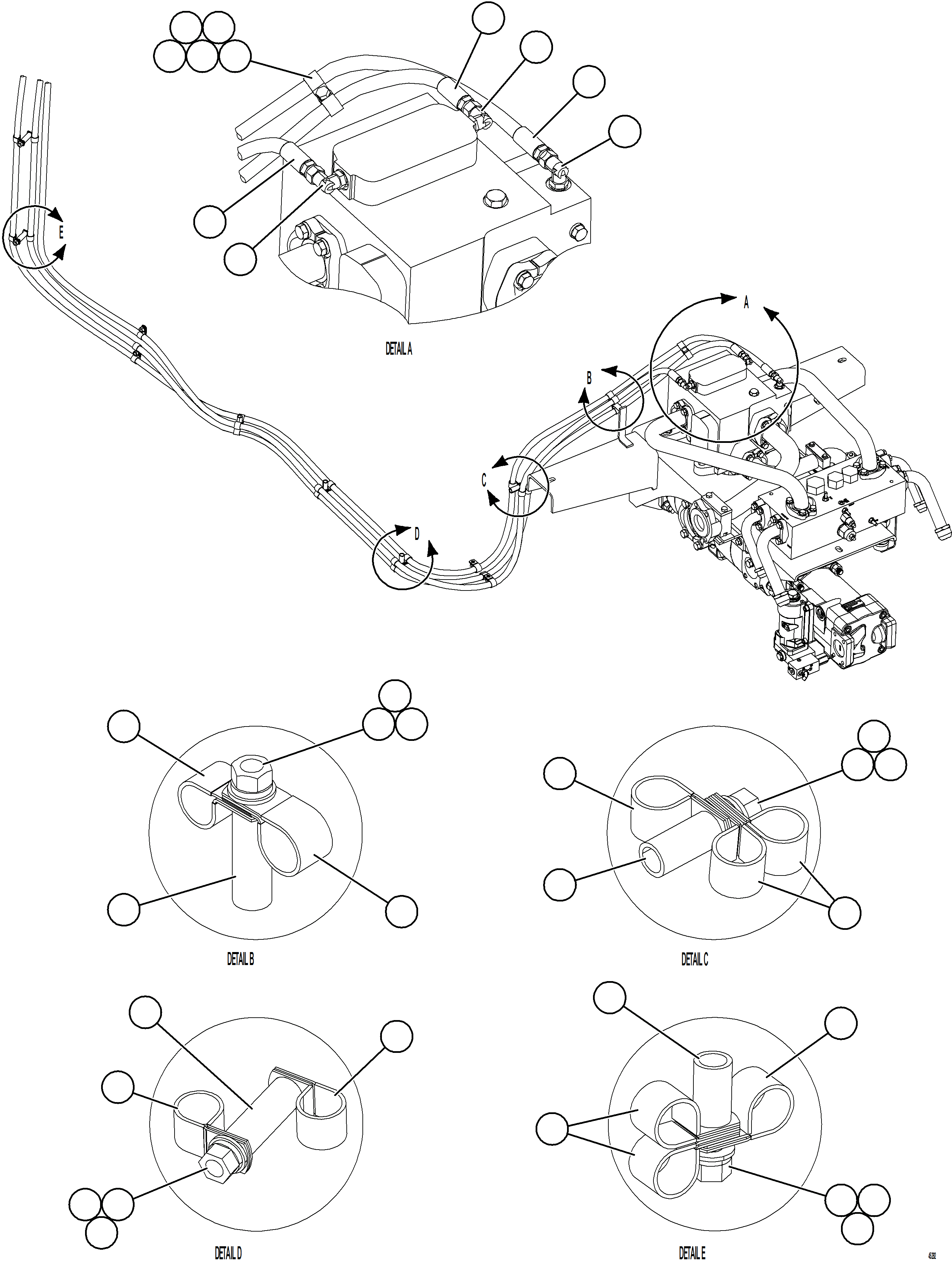 Komatsu parts book diagram for AFE69-F 730E-8 S/N A40018 - A40034 NATALKA: PUMP MODULE PIPING    3/3