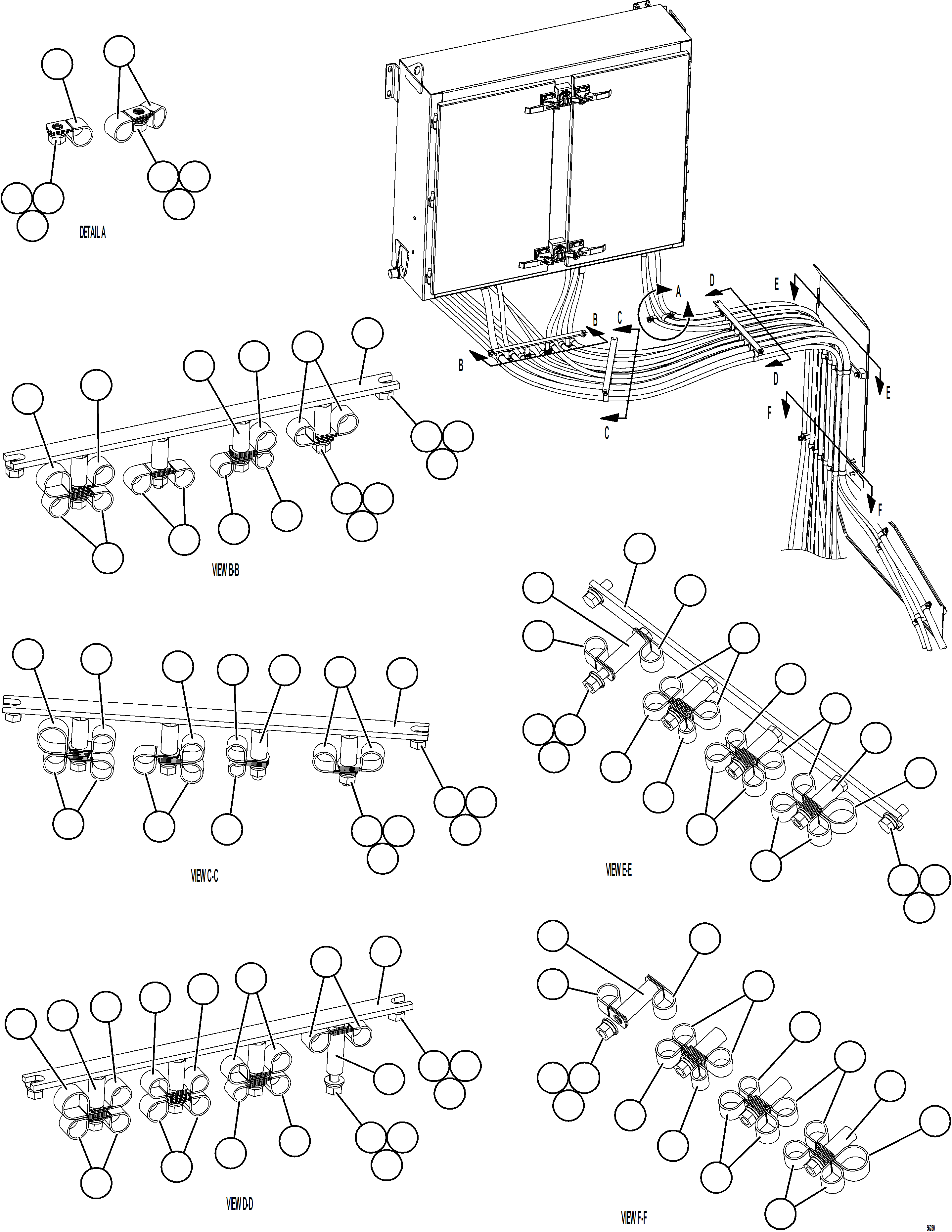 Komatsu parts book diagram for AFE69-F 730E-8 S/N A40018 - A40034 NATALKA: BRAKE CABINET HOSE ROUTING