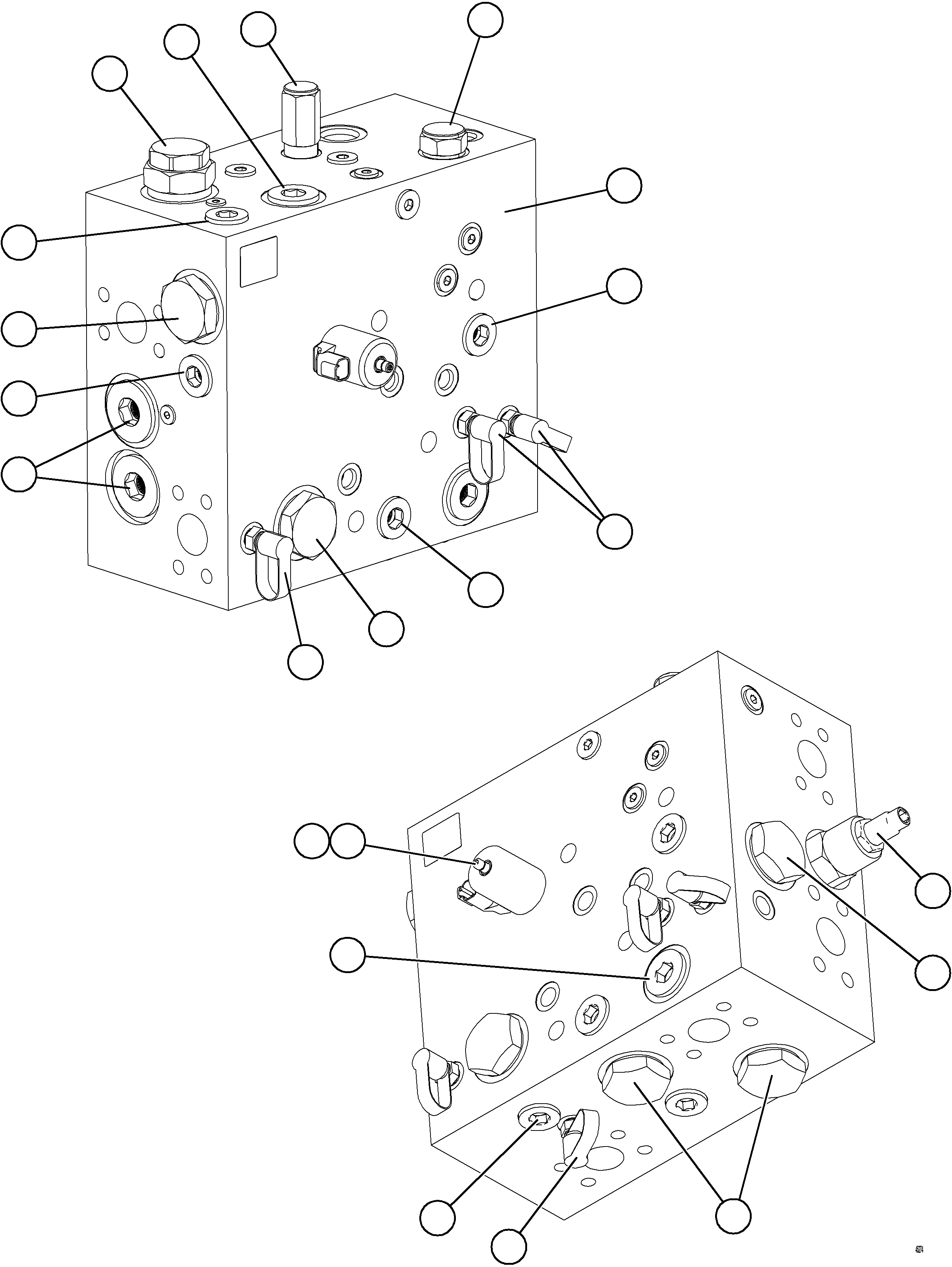 Komatsu parts book diagram for AFE69-F 730E-8 S/N A40018 - A40034 NATALKA: BLEEDDOWN MANIFOLD        PC3014