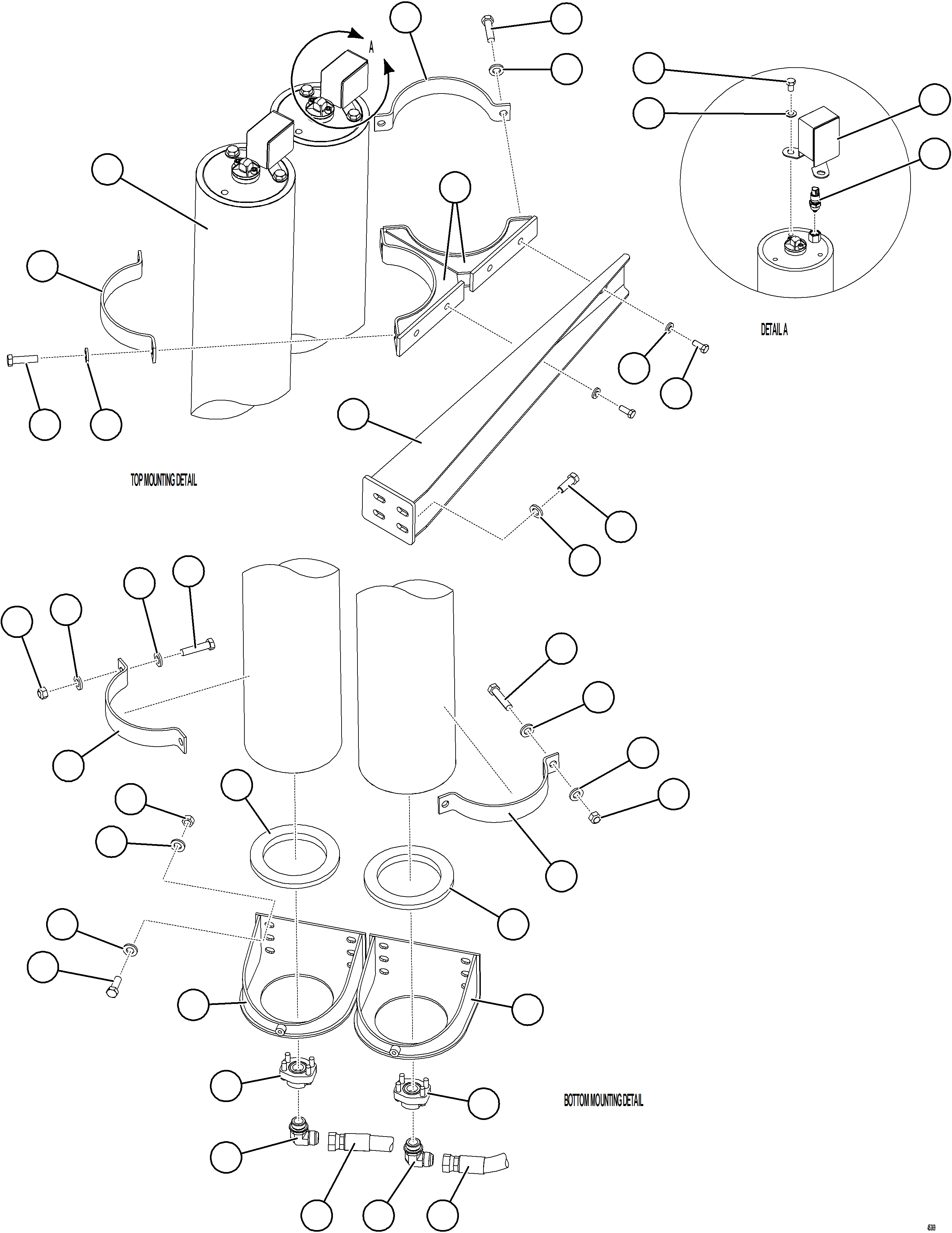 Komatsu parts book diagram for AFE69-F 730E-8 S/N A40018 - A40034 NATALKA: STEERING ACCUMULATOR INSTALLATION