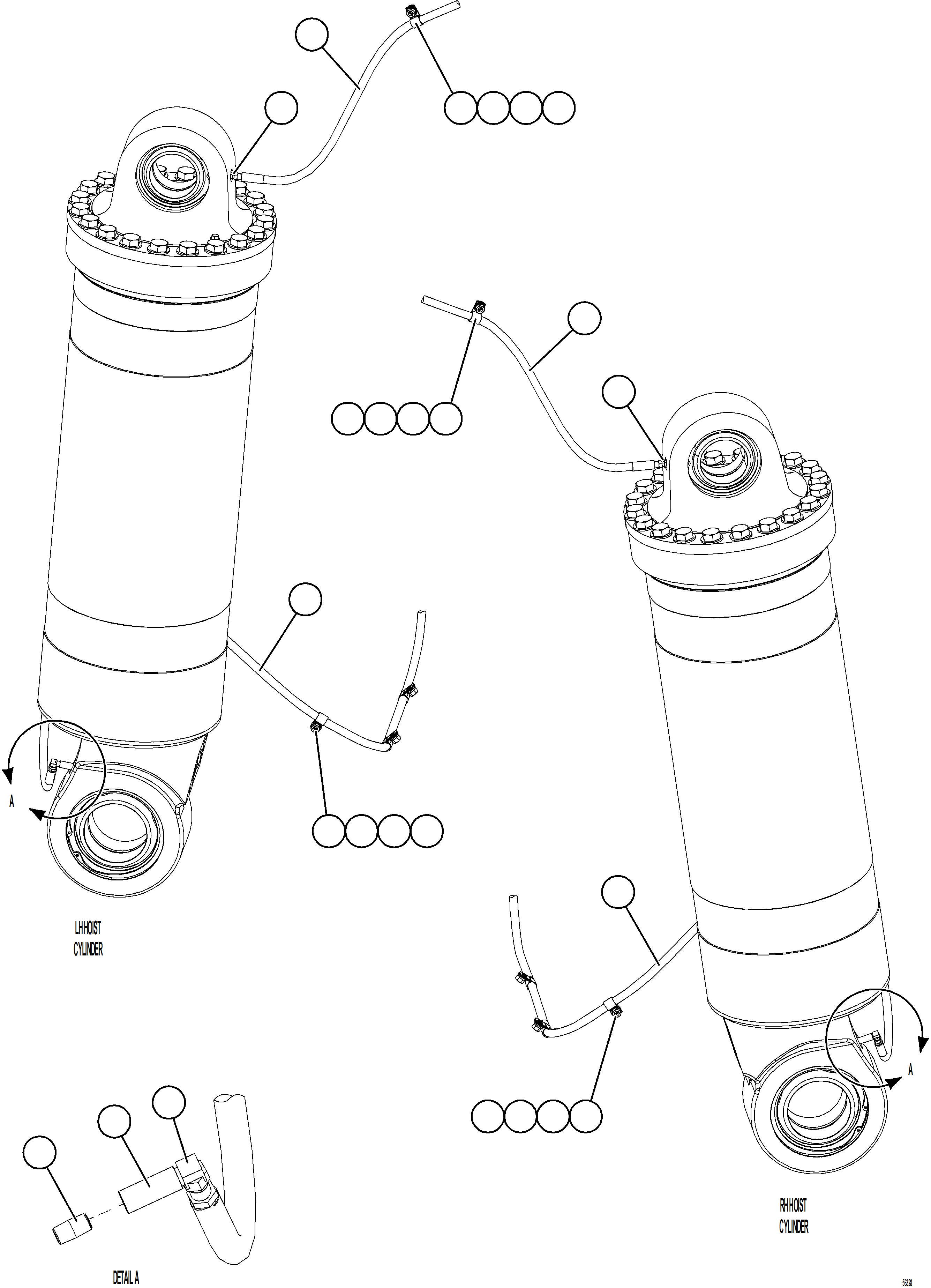 Komatsu parts book diagram for AFE69-F 730E-8 S/N A40018 - A40034 NATALKA: AUTOMATIC LUBRICATION - HOIST CYLINDERS