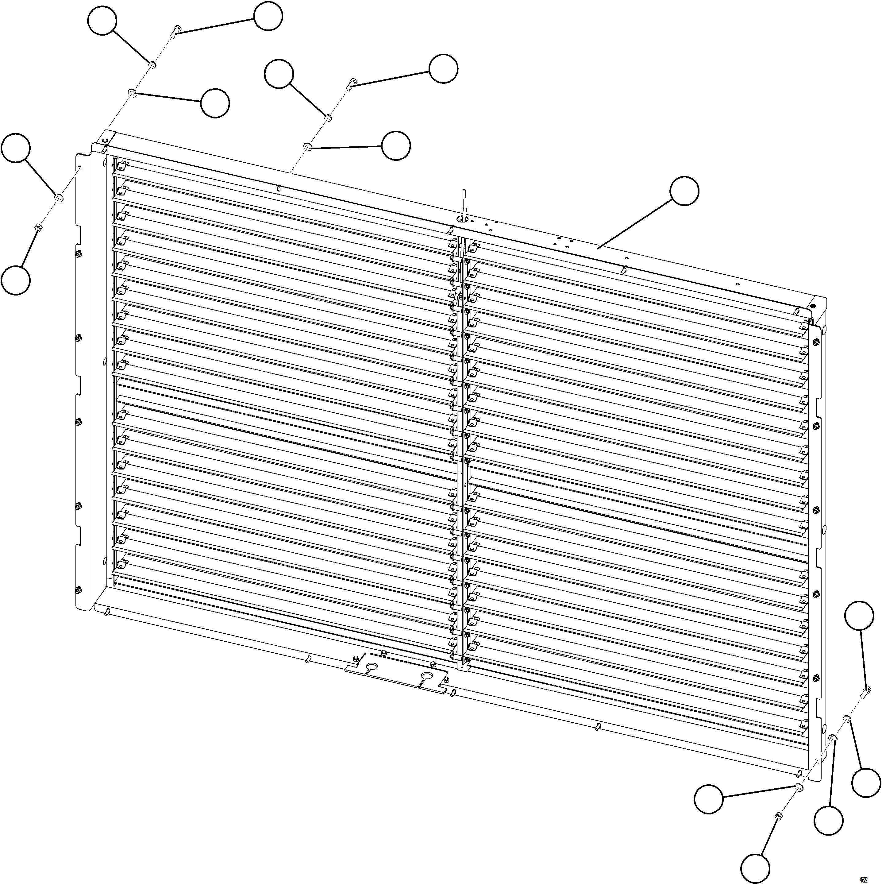 Komatsu parts book diagram for AFE69-F 730E-8 S/N A40018 - A40034 NATALKA: RADIATOR SHUTTER INSTALLATION   1/2
