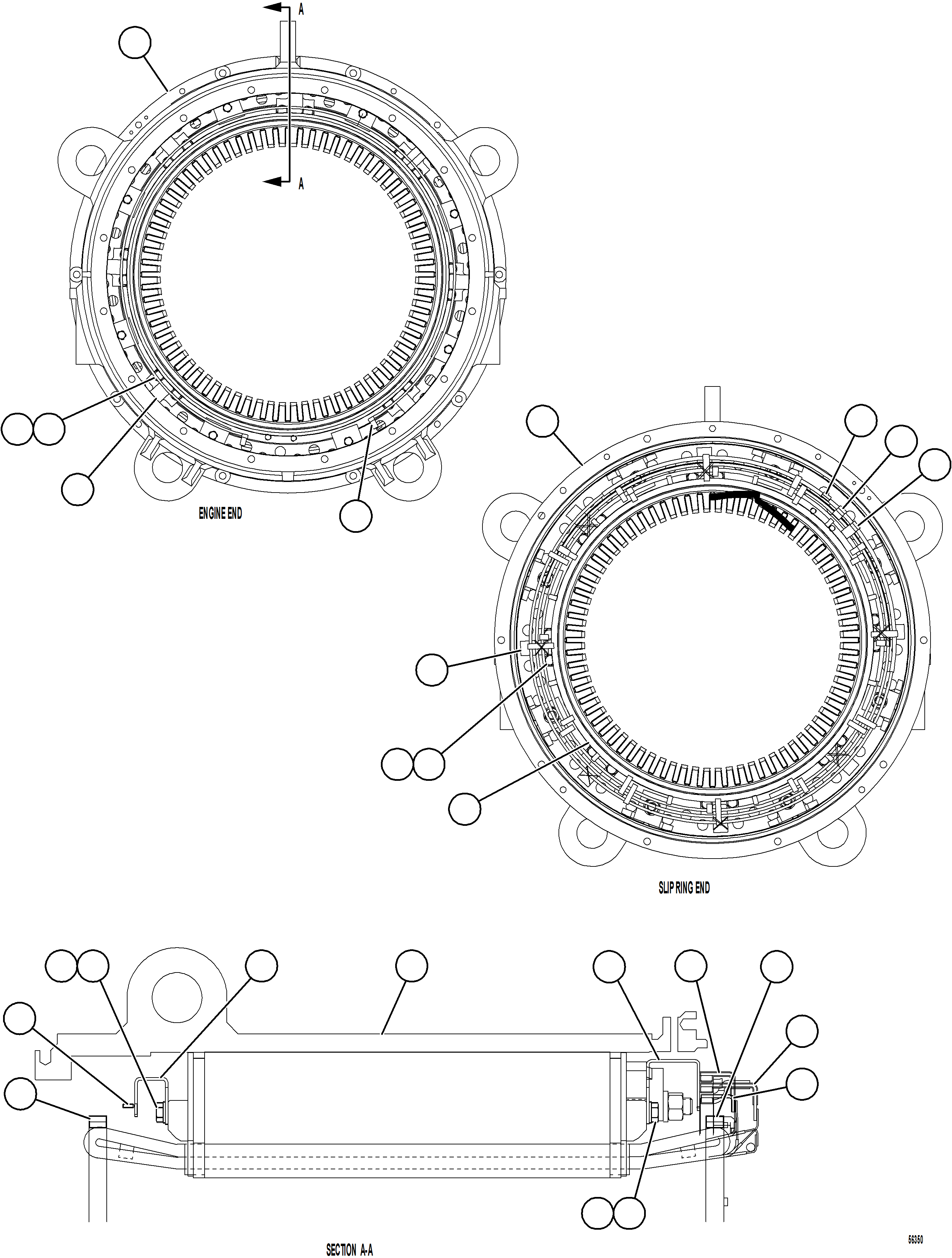 Komatsu parts book diagram for AFE69-F 730E-8 S/N A40018 - A40034 NATALKA: ALTERNATOR - STATOR ASSEMBLY