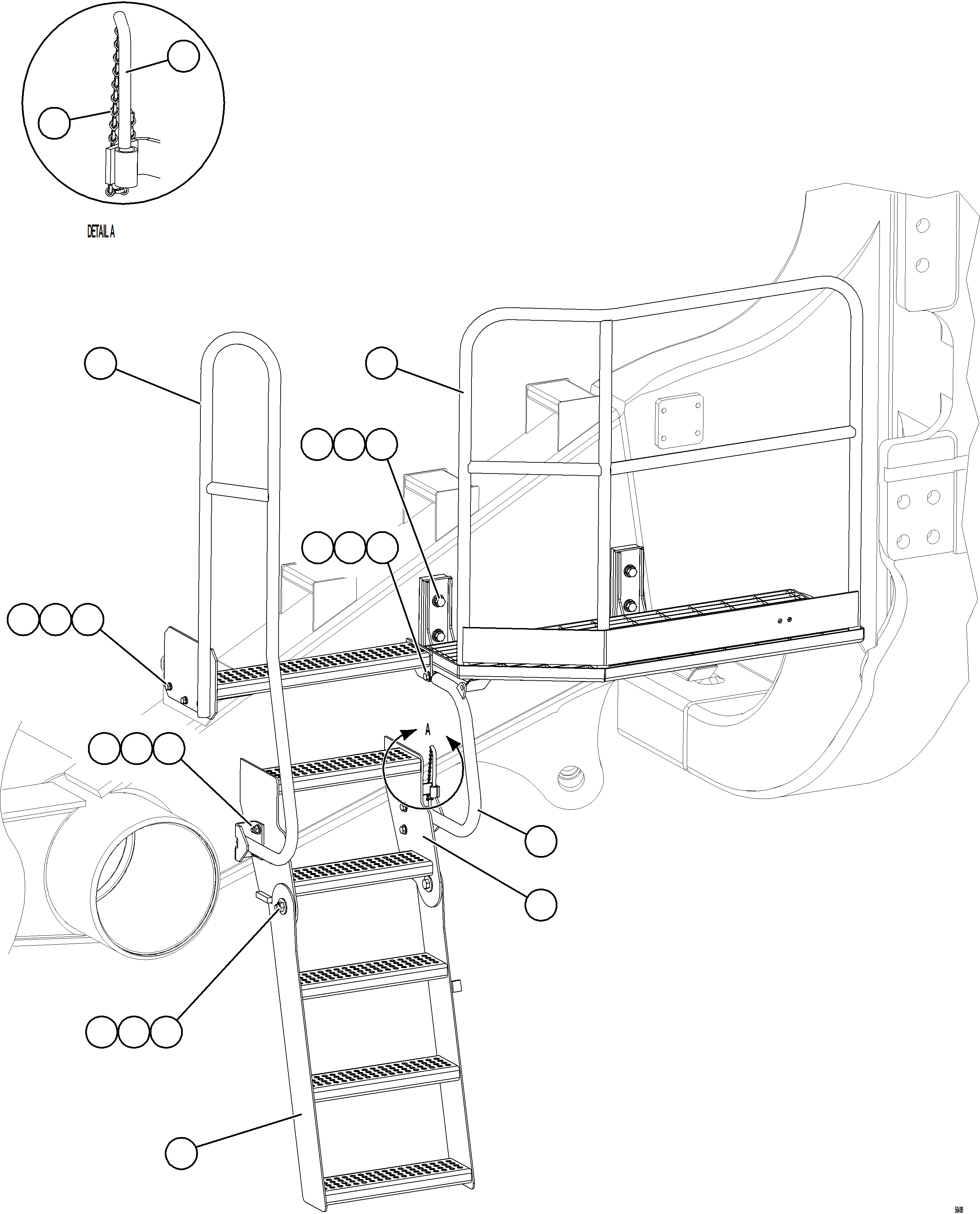 Dump Trucks Komatsu / AFE69-K 730E-8 S/N A40051 - A40057 BARALABA(AFE69-K) / LH ENGINE ACCESS LADDER & PLATFORM(018 : 56409)