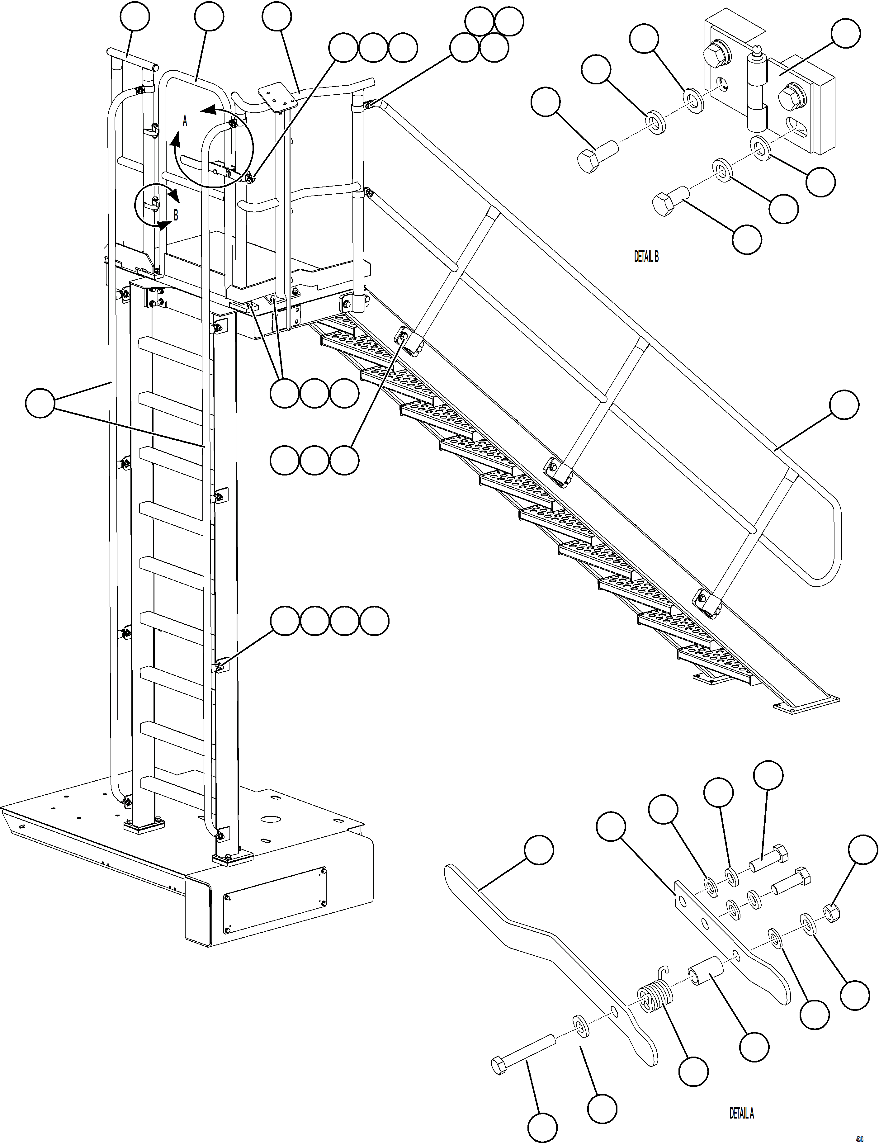 Dump Trucks Komatsu / AFE69-K 730E-8 S/N A40051 - A40057 BARALABA(AFE69-K) / RH & DIAGONAL LADDER HANDRAILS(048 : 45313)
