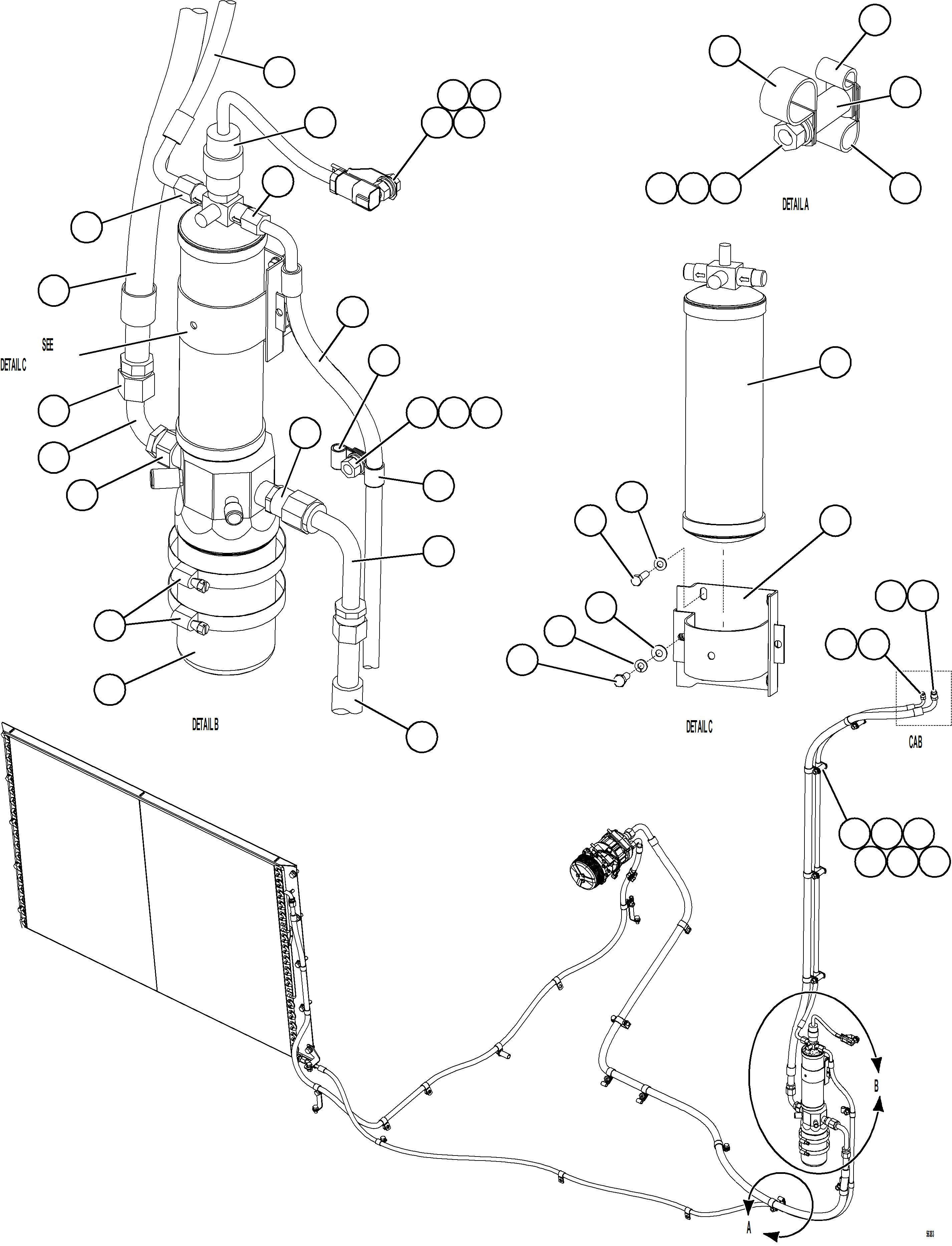 Dump Trucks Komatsu / AFE69-K 730E-8 S/N A40051 - A40057 BARALABA(AFE69-K) / A/C SYSTEM PIPING & INSTALLATION    2/2(240 : 56383)