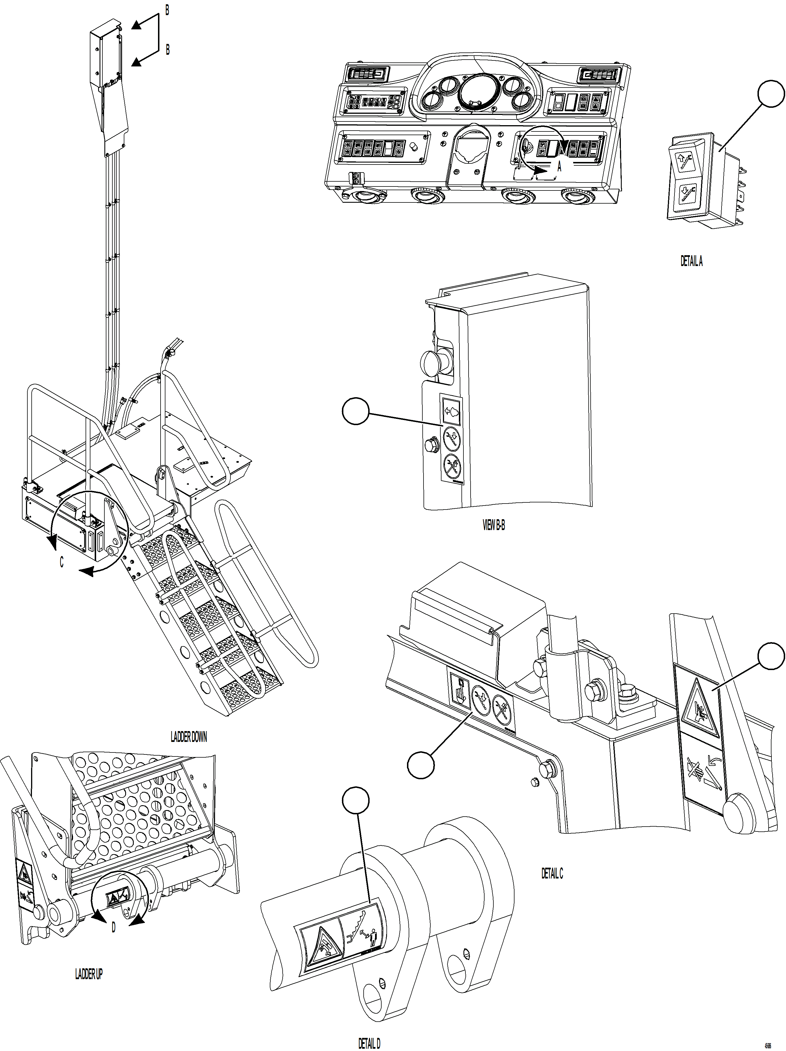 Dump Trucks Komatsu / AFE69-K 730E-8 S/N A40051 - A40057 BARALABA(AFE69-K) / RETRACTABLE LADDER SWITCH & DECALS(646 : 45686)