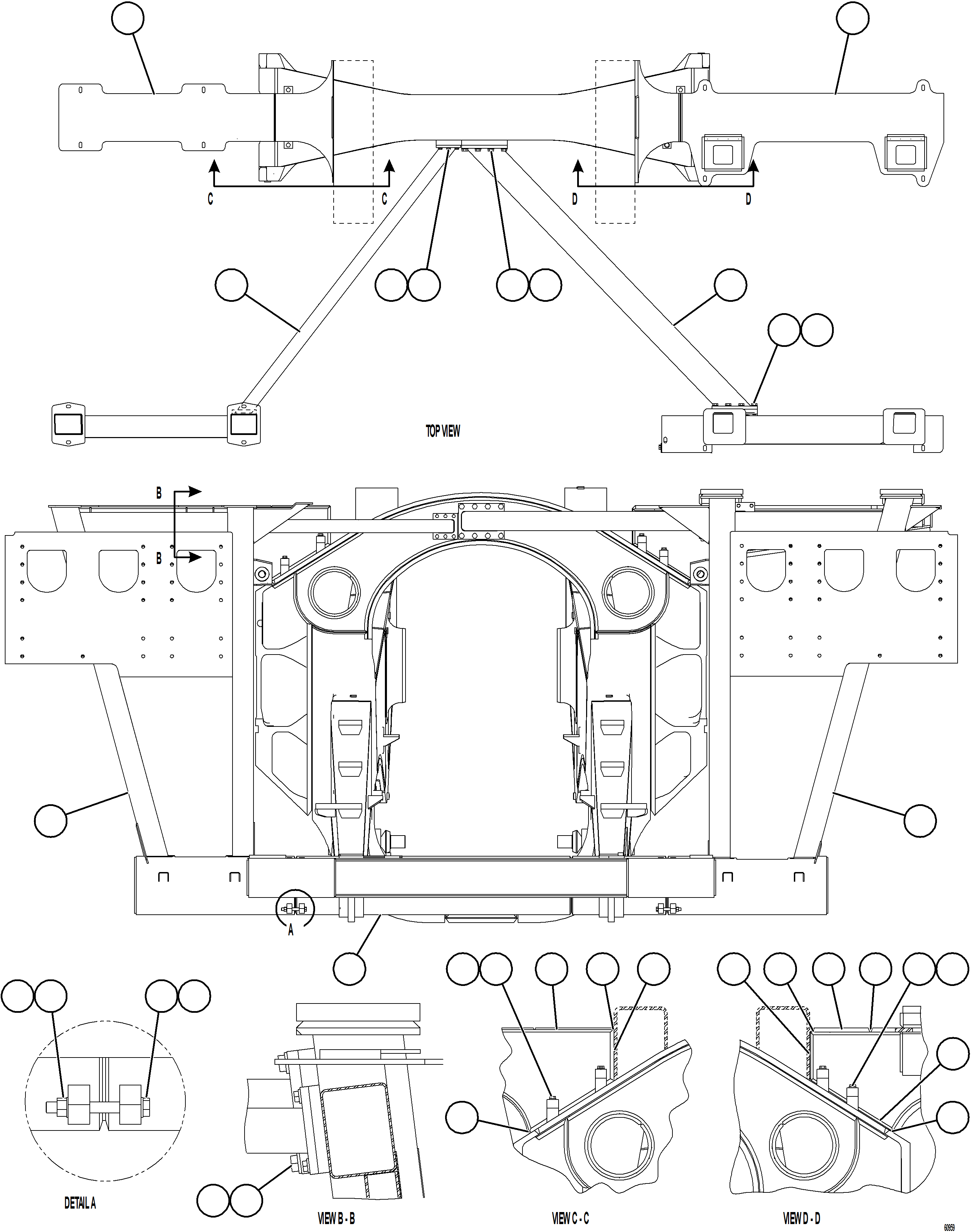 Komatsu parts book diagram for AFE73-B 980E-4 S/N A40031 - A40032 ANTAMINA: FRAME & UPRIGHTS