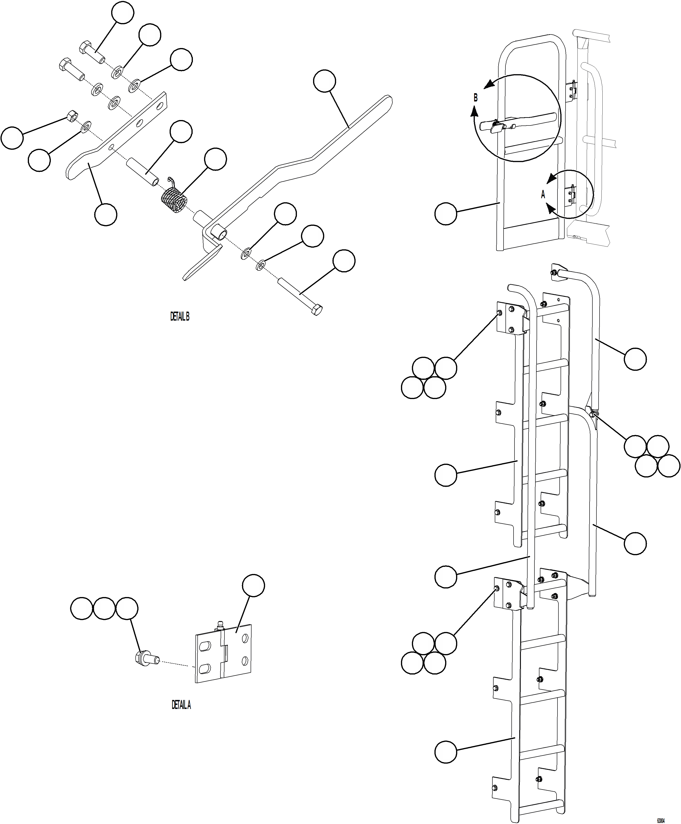 Komatsu parts book diagram for AFE73-B 980E-4 S/N A40031 - A40032 ANTAMINA: LH GATE & LADDER