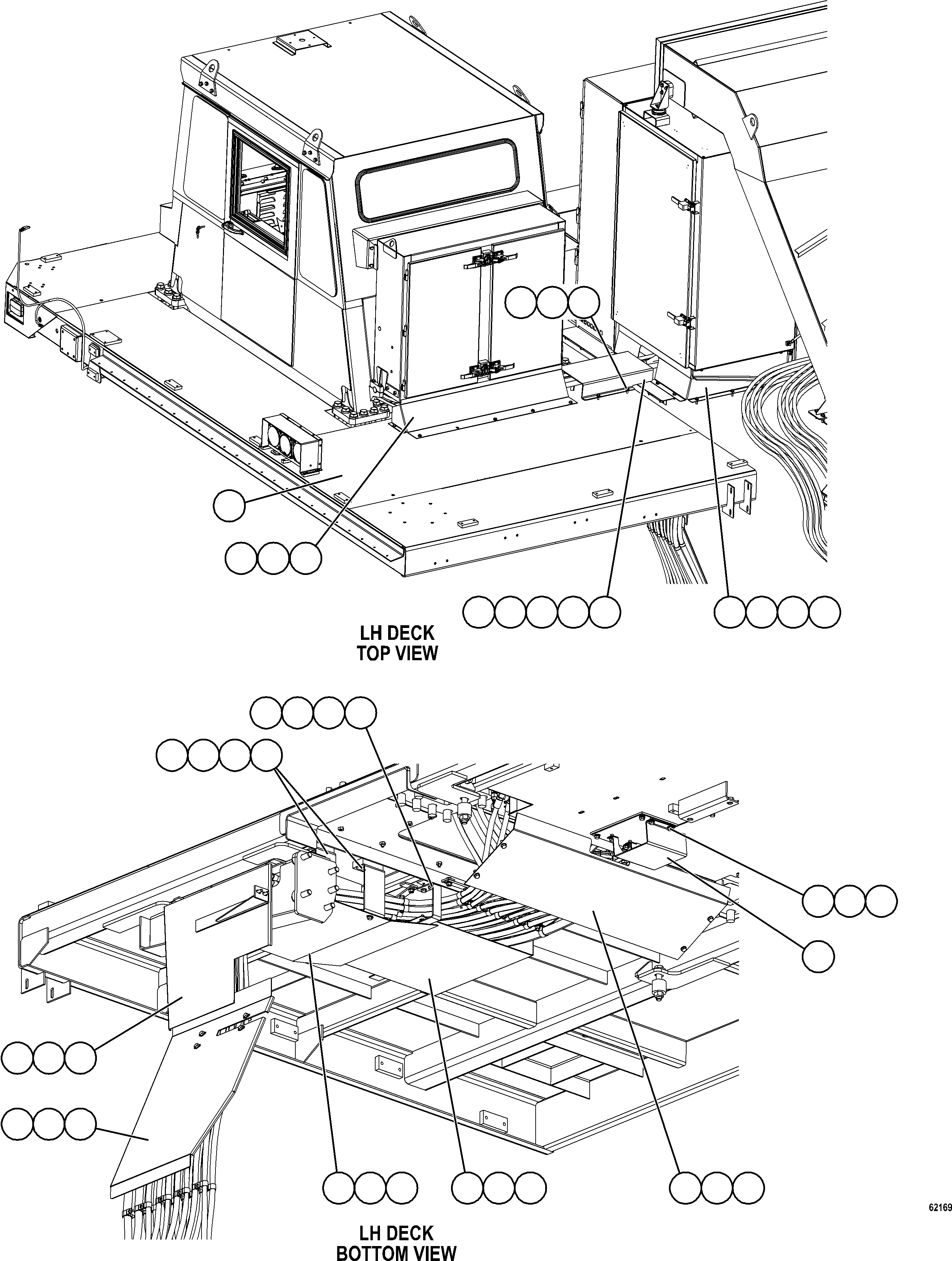 Komatsu parts book diagram for AFE73-B 980E-4 S/N A40031 - A40032 ANTAMINA: DECK COVERS AND SHIELDS
