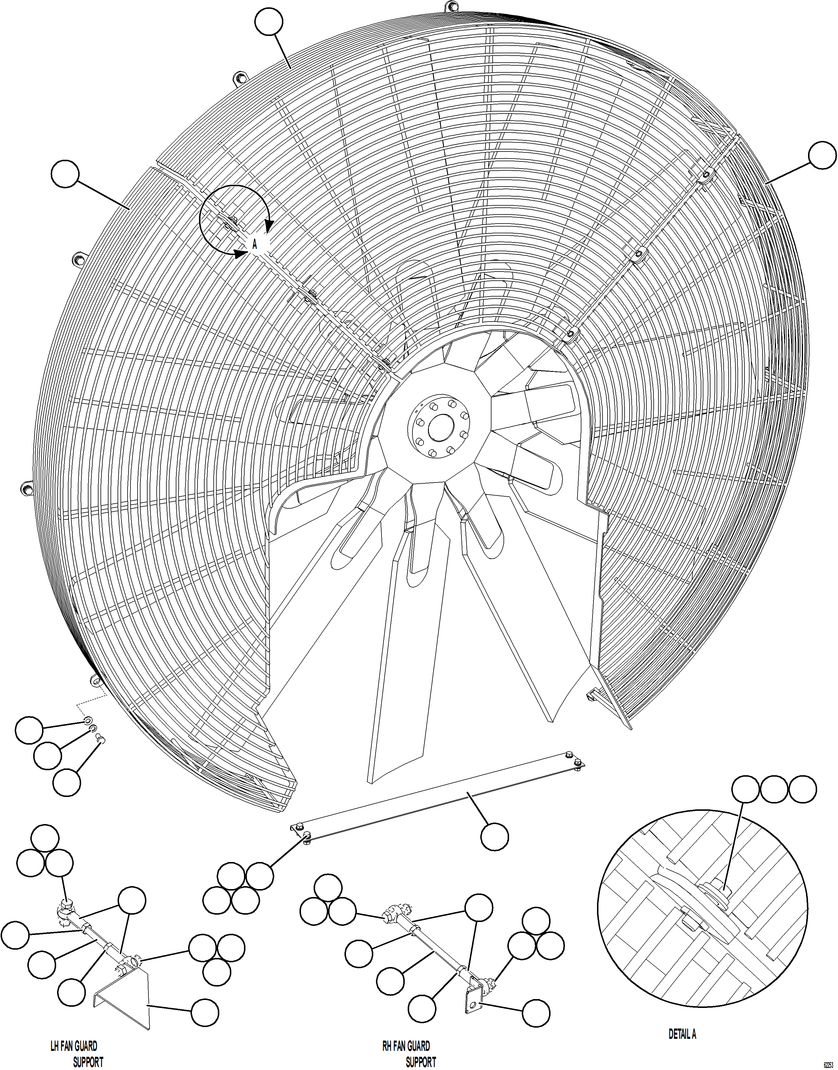 Komatsu parts book diagram for AFE73-B 980E-4 S/N A40031 - A40032 ANTAMINA: FAN GUARD INSTALLATION