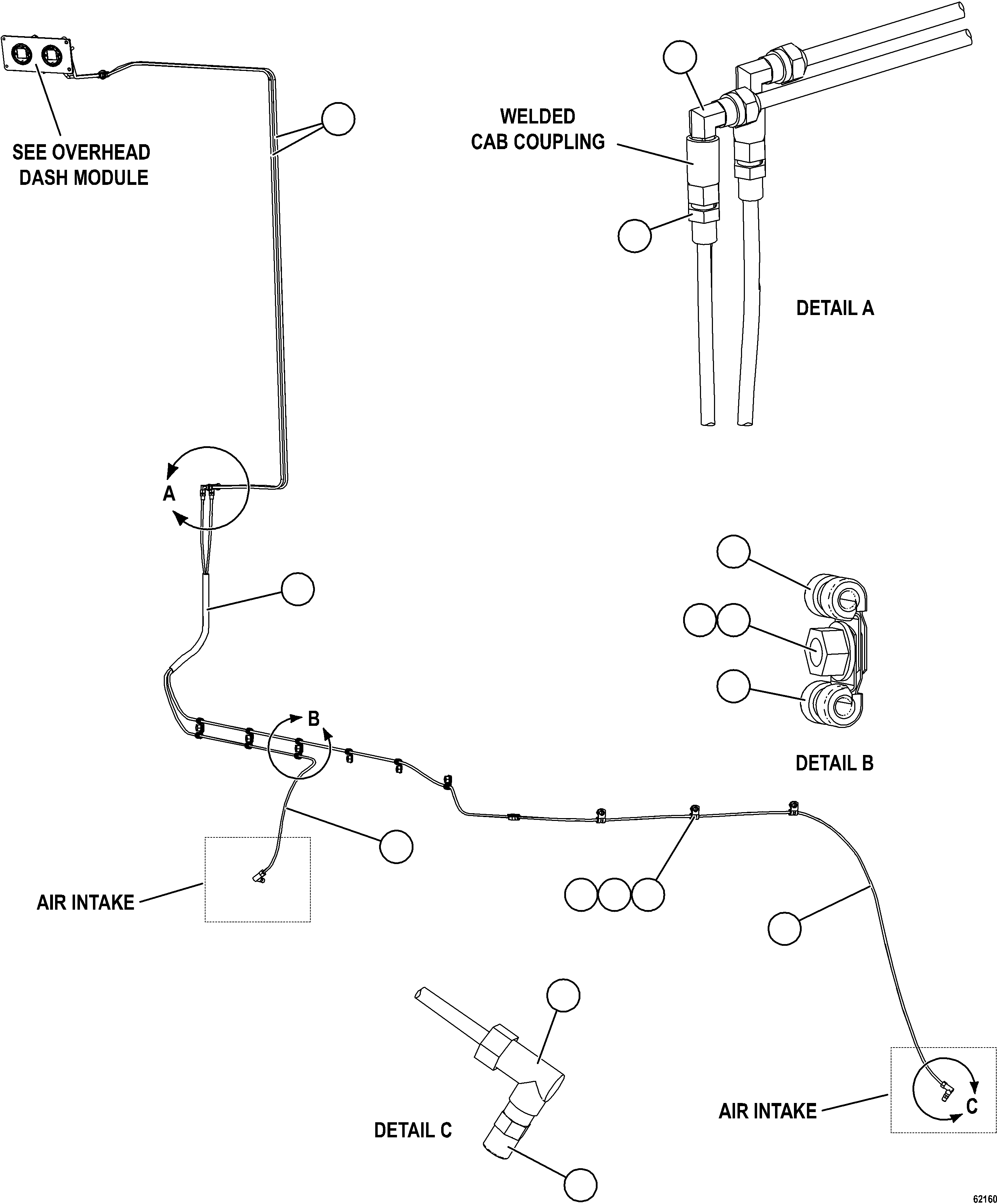 Komatsu parts book diagram for AFE73-B 980E-4 S/N A40031 - A40032 ANTAMINA: AIR CLEANER INDICATOR PIPING