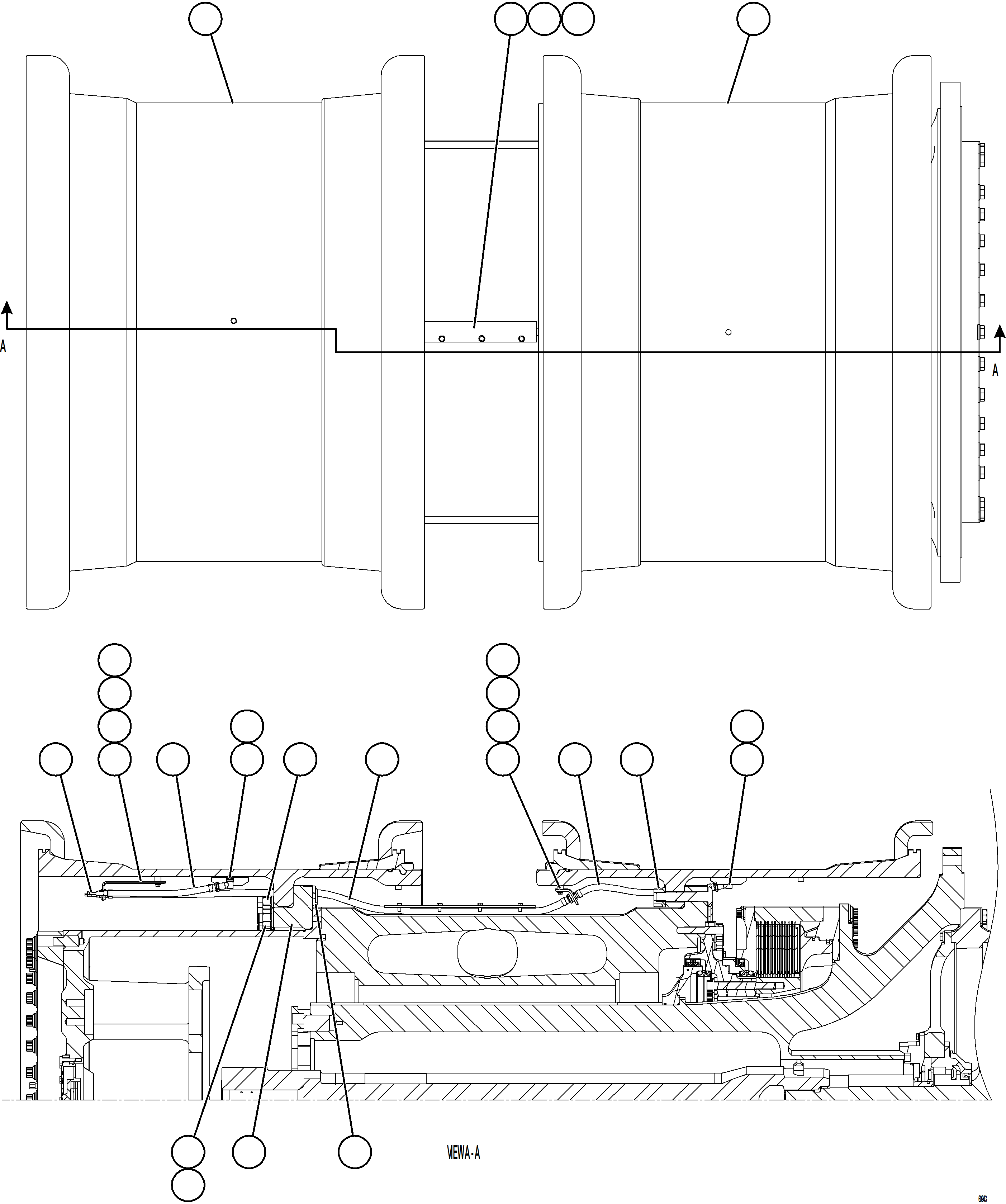 Komatsu parts book diagram for AFE73-B 980E-4 S/N A40031 - A40032 ANTAMINA: REAR WHEELS & MOUNTING  1/2