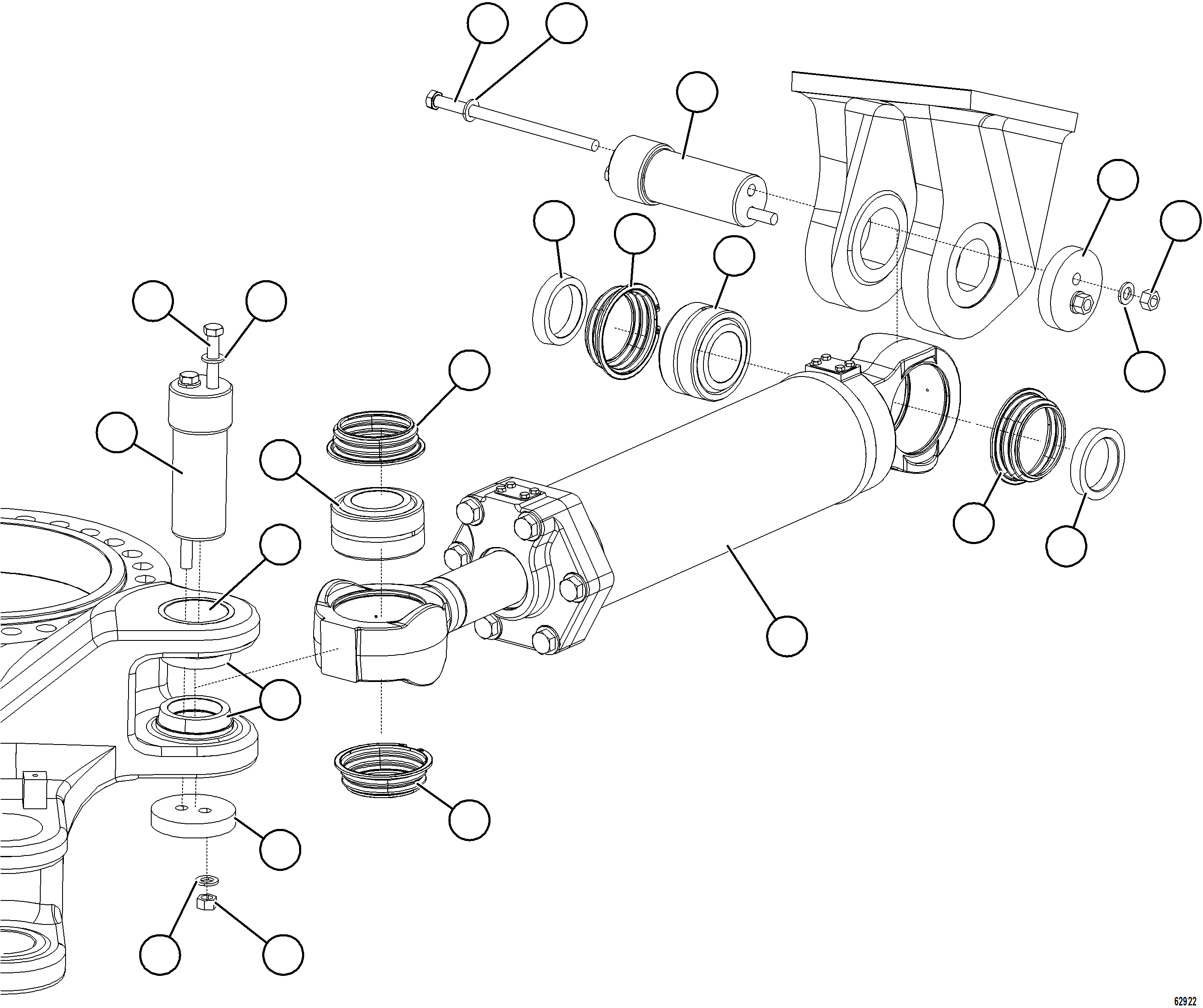 Komatsu parts book diagram for AFE73-B 980E-4 S/N A40031 - A40032 ANTAMINA: STEERING CYLINDER INSTALLATION