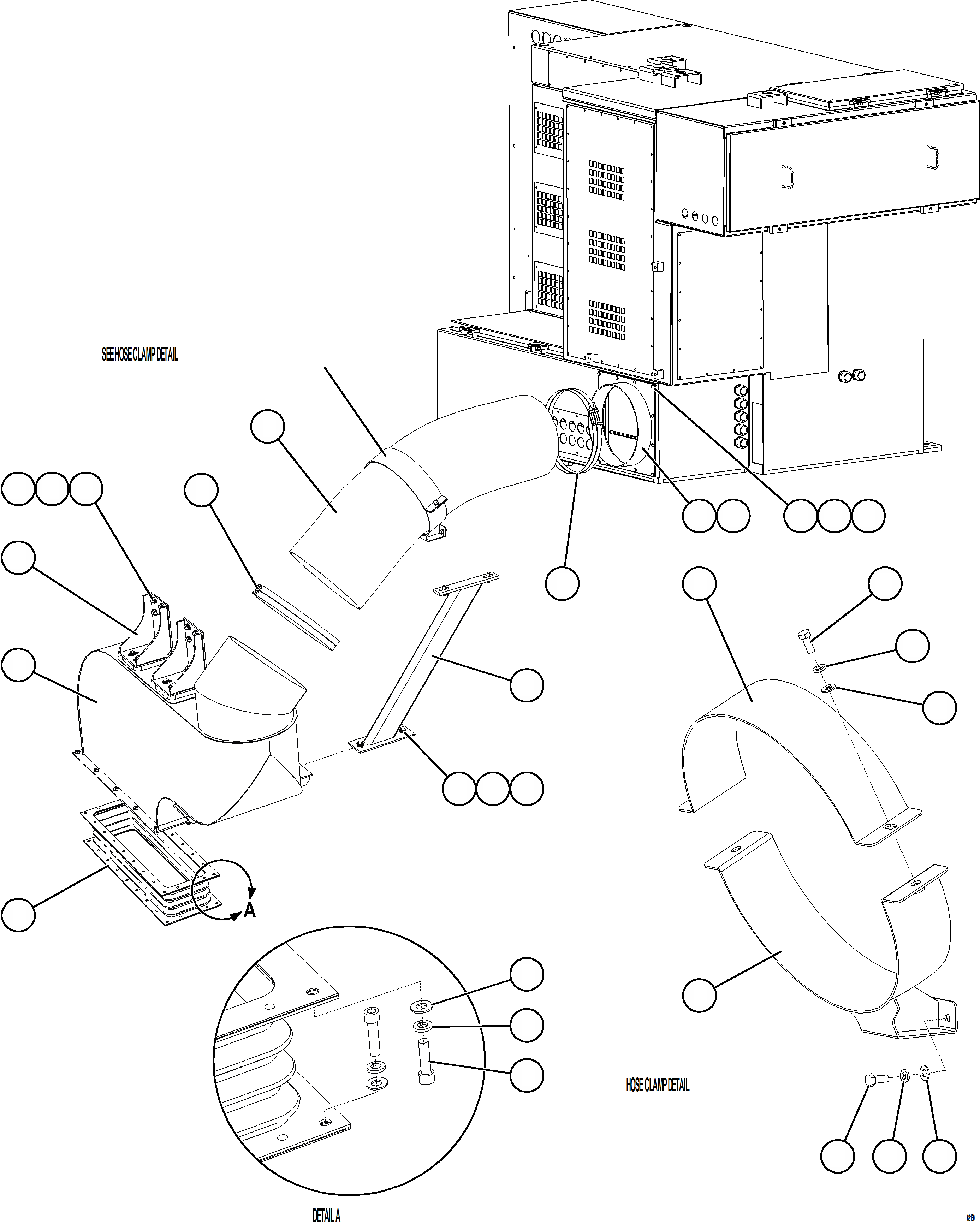 Komatsu parts book diagram for AFE73-B 980E-4 S/N A40031 - A40032 ANTAMINA: CONTROL CABINET BLOWER HOSE INSTALLATION
