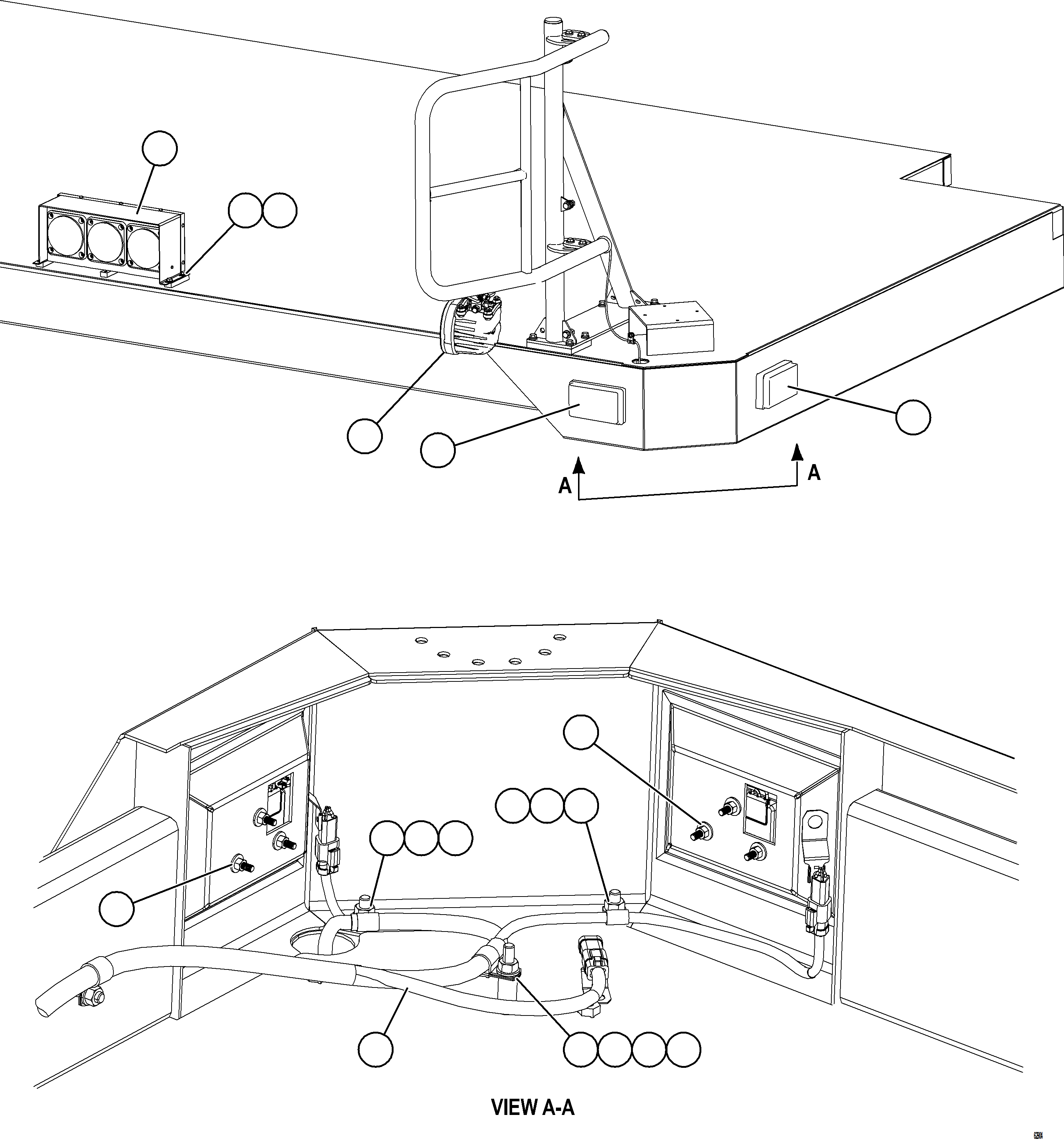 Komatsu parts book diagram for AFE73-B 980E-4 S/N A40031 - A40032 ANTAMINA: RH DECK LIGHTS