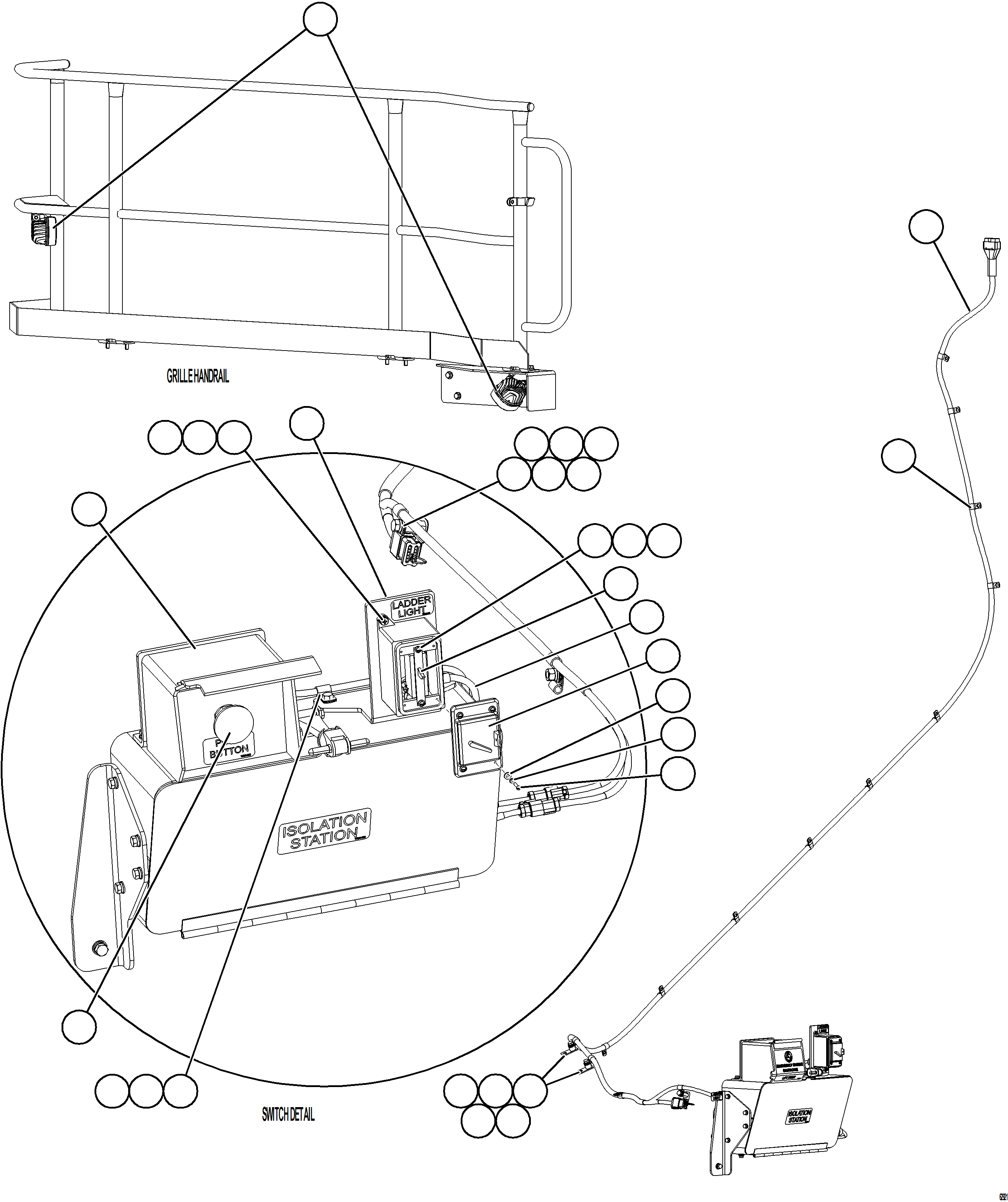Komatsu parts book diagram for AFE73-B 980E-4 S/N A40031 - A40032 ANTAMINA: LADDER LIGHT/ENGINE SHUTDOWN SWITCHES