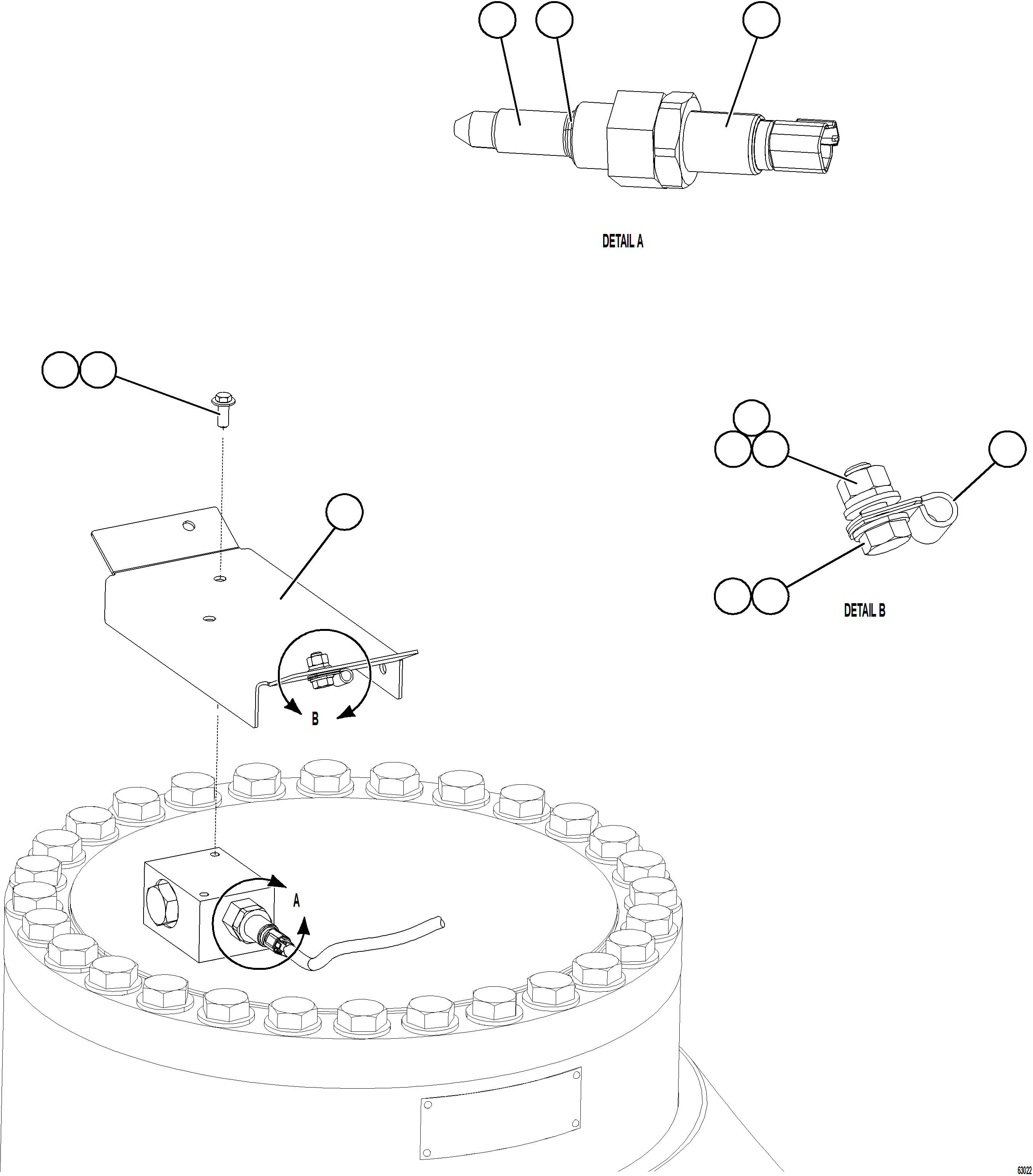 Komatsu parts book diagram for AFE73-B 980E-4 S/N A40031 - A40032 ANTAMINA: PAYLOAD METER SENSORS - FRONT SUSPENSIONS