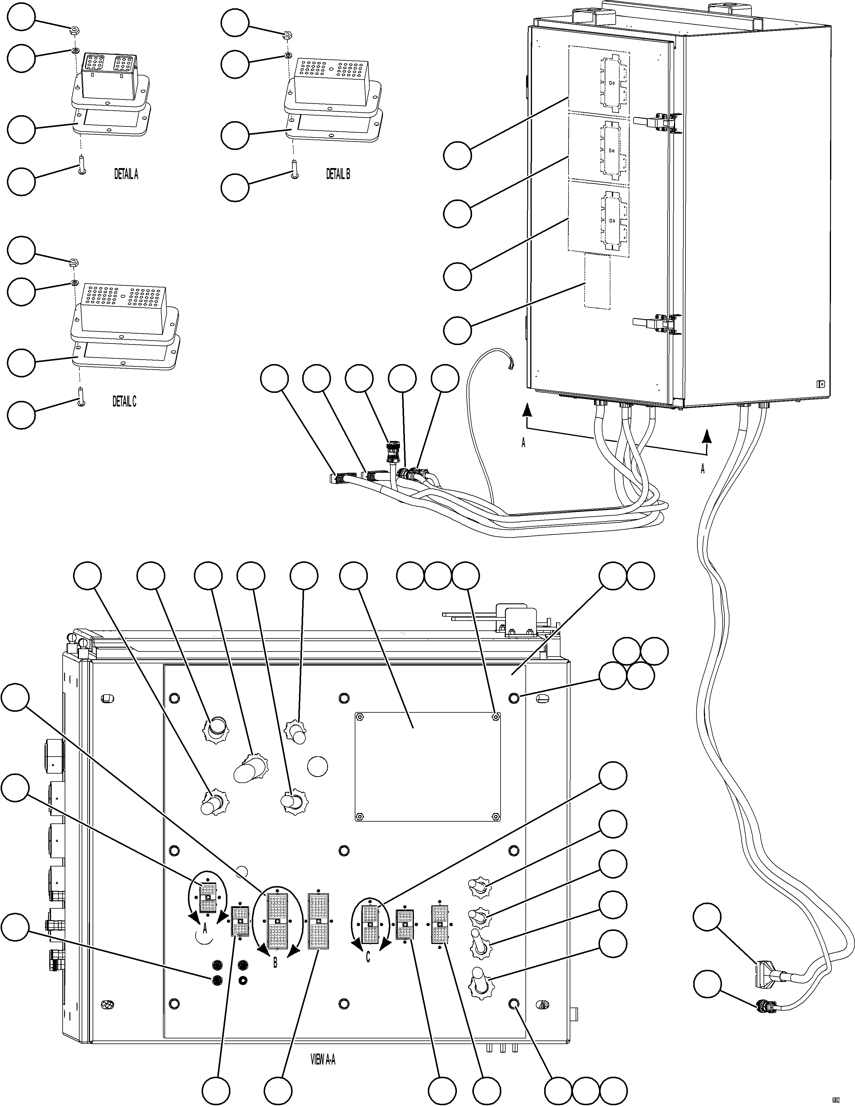 Komatsu parts book diagram for AFE73-B 980E-4 S/N A40031 - A40032 ANTAMINA: AUXILIARY CONTROL CABINET - CABLE CONNECTIONS