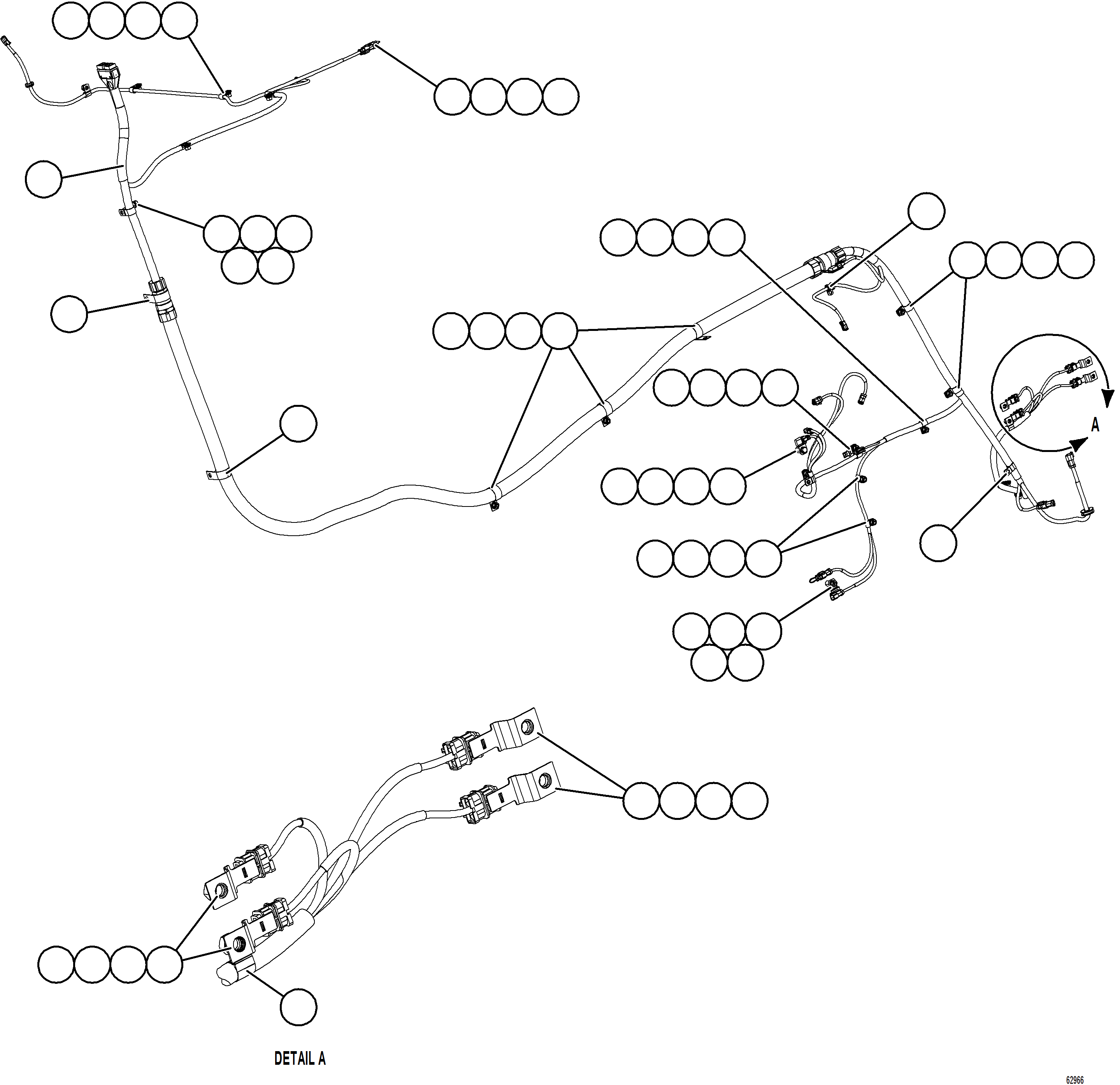 Komatsu parts book diagram for AFE73-B 980E-4 S/N A40031 - A40032 ANTAMINA: LEFT REAR FRAME RAIL HARNESS
