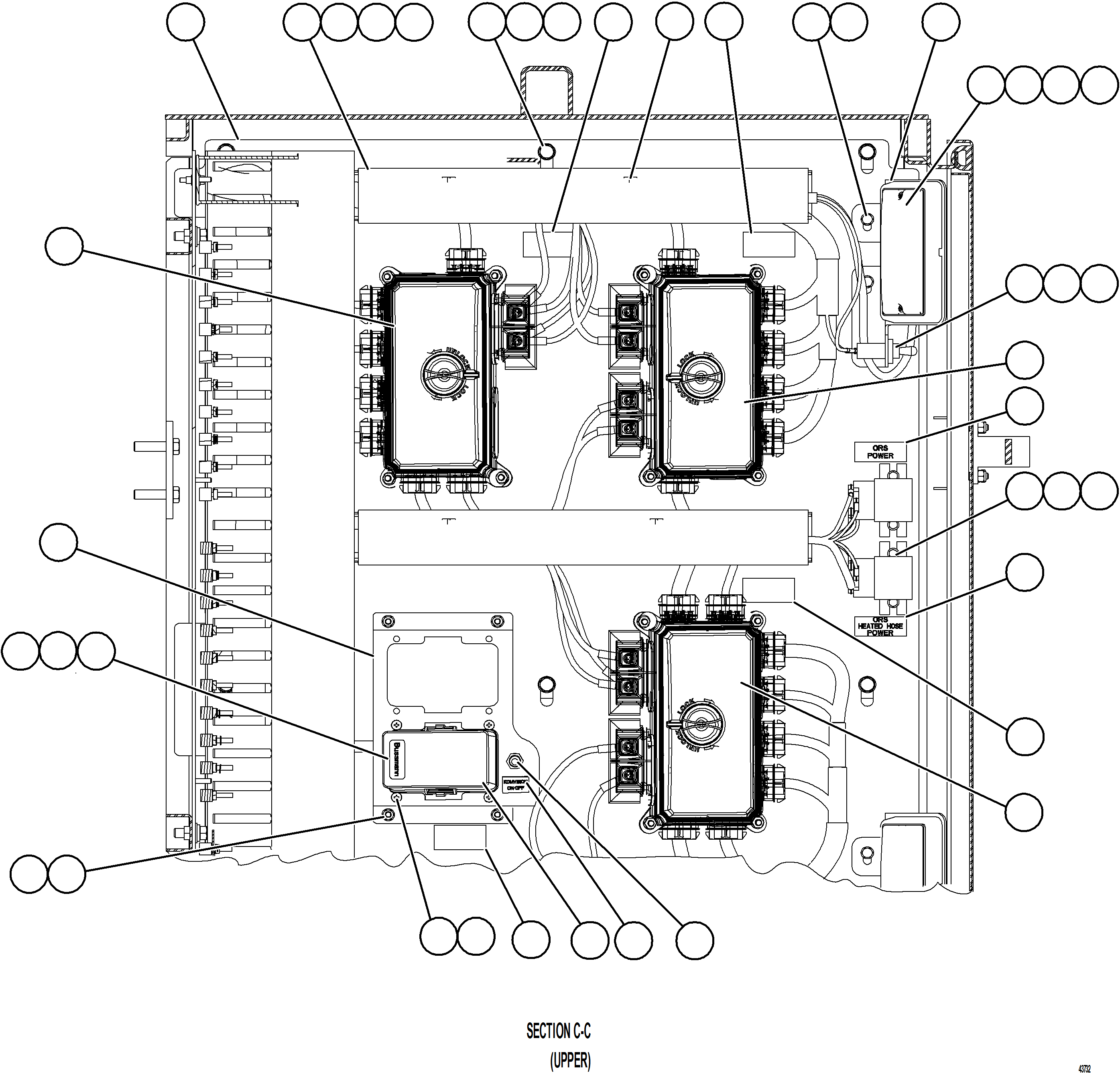 Komatsu parts book diagram for AFE73-B 980E-4 S/N A40031 - A40032 ANTAMINA: AUXILIARY CONTROL CABINET COMPONENTS - RH WALL 1/2