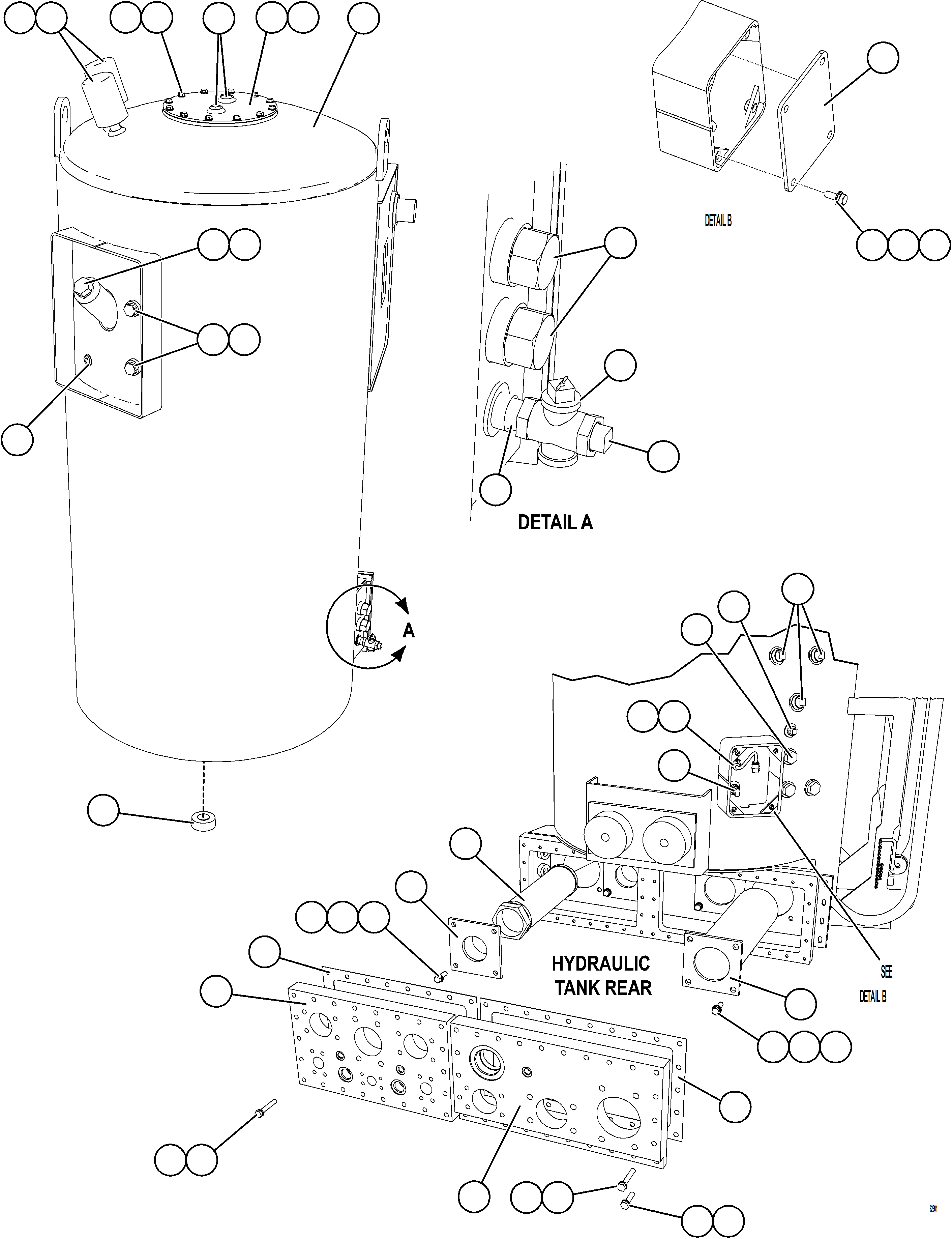 Komatsu parts book diagram for AFE73-B 980E-4 S/N A40031 - A40032 ANTAMINA: HYDRAULIC TANK ASSEMBLY