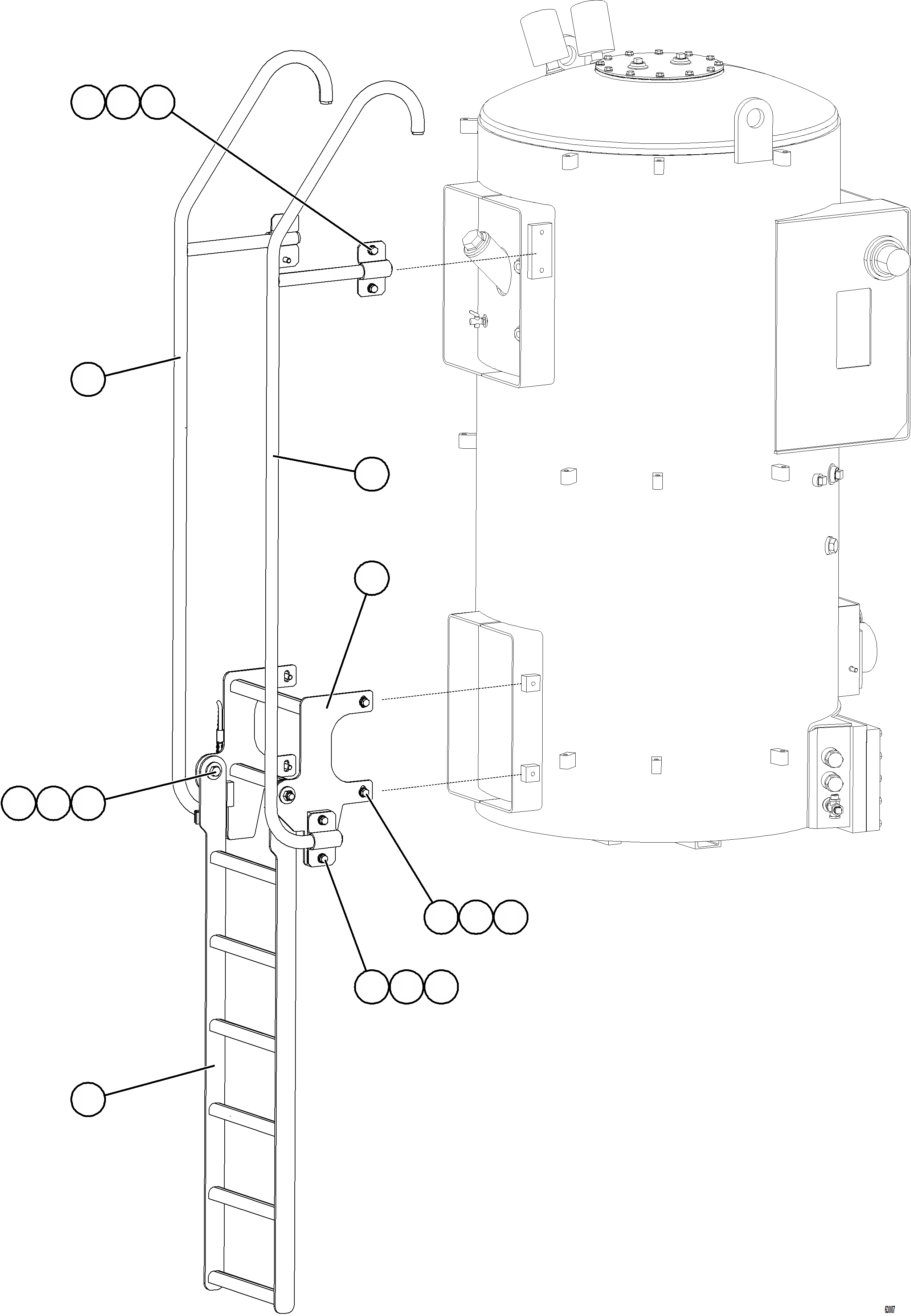 Komatsu parts book diagram for AFE73-B 980E-4 S/N A40031 - A40032 ANTAMINA: HYDRAULIC TANK LADDER